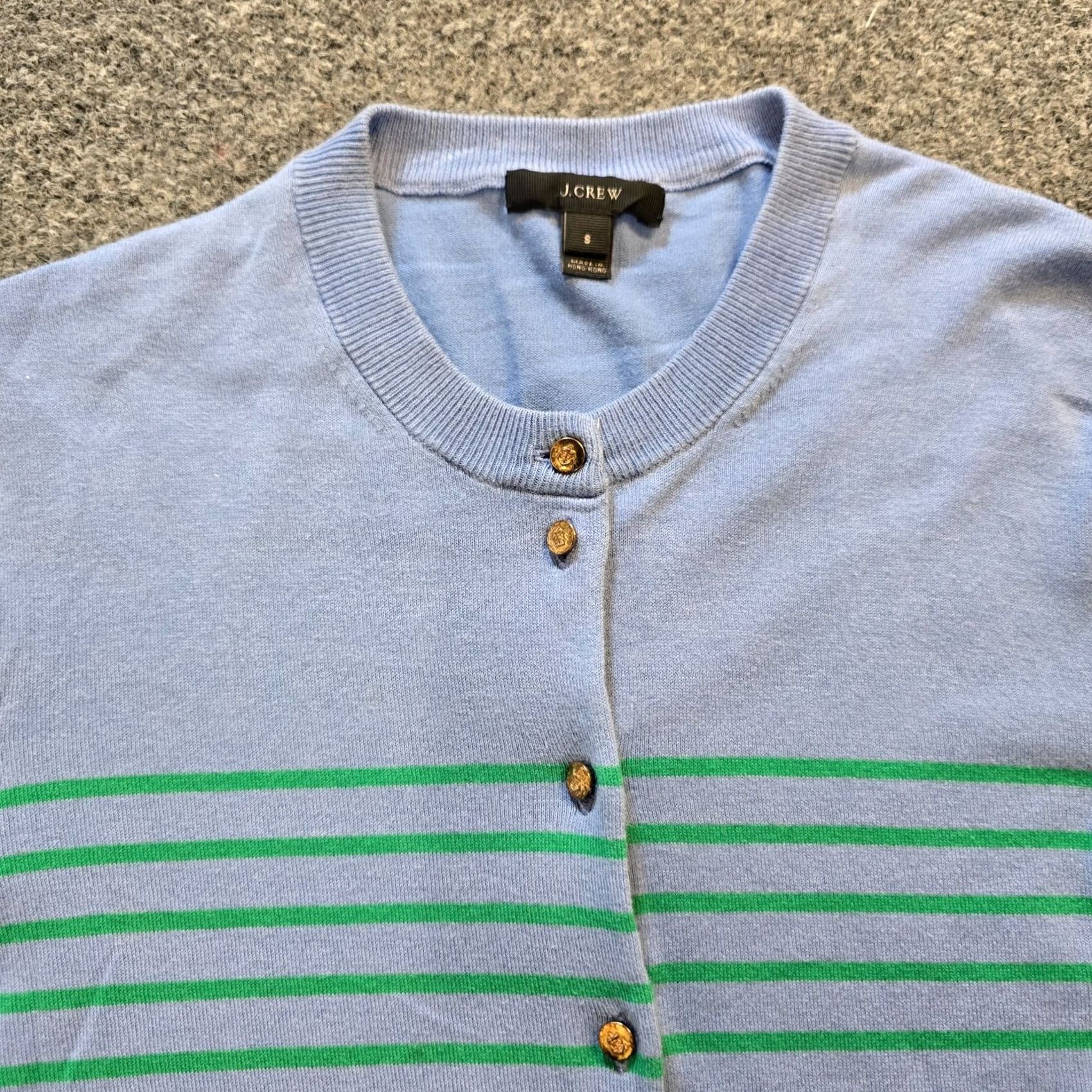 J.Crew J.CREW Sweater Cardigan Womens Small Blue Green Stripe Nautical Button Casual Size S / US 4 / IT 40 - 2 Thumbnail