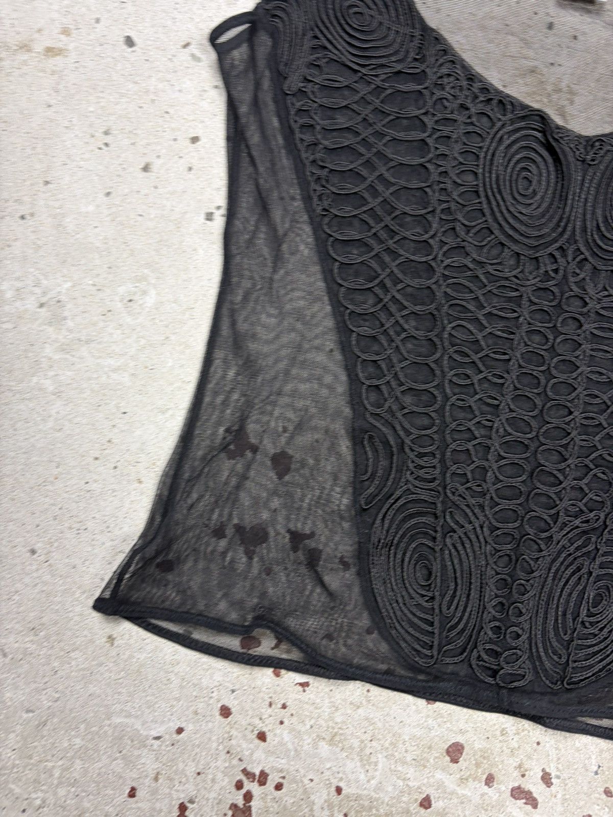 Versace Vintage Versace Embroidered Sheer Mesh Black Tank Top Size L / US 10 / IT 46 - 9 Thumbnail