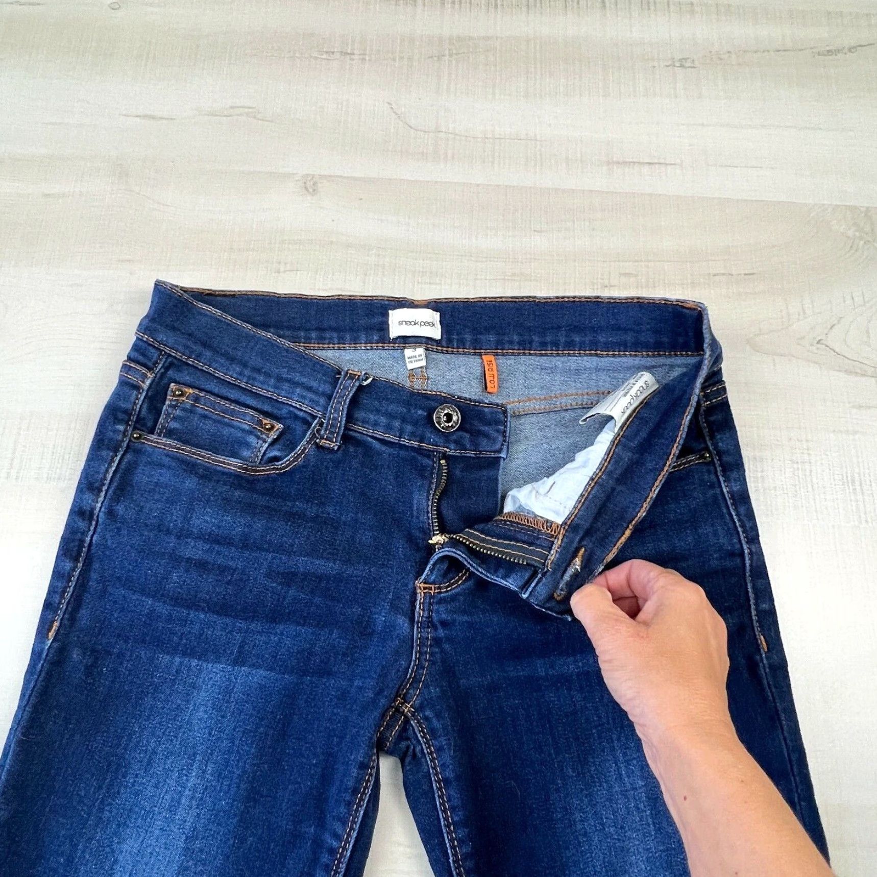 Vintage Sneak Peek Women's Junior Skinny Jeans Size 3 Low Rise Dark Blue Stretch Denim Size 26" / US 2 / IT 38 - 3 Thumbnail