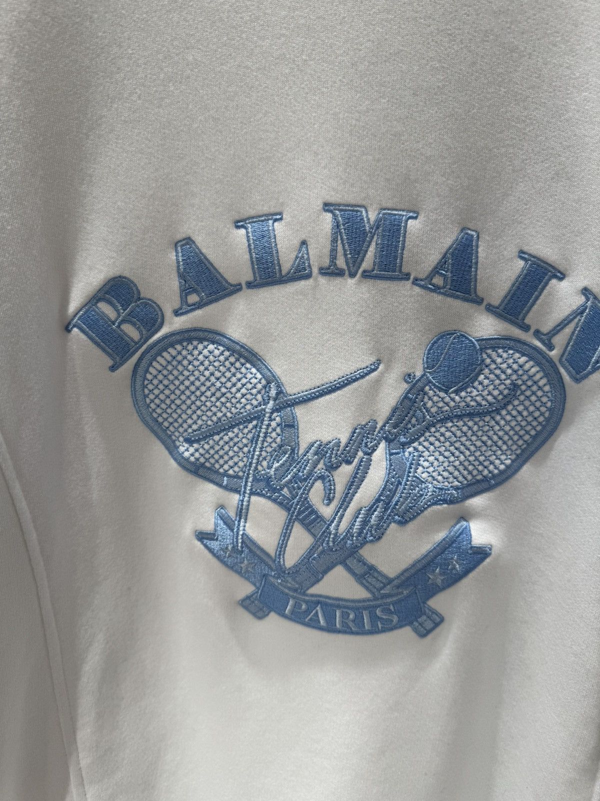 Balmain NWT Tennis Racket Embroidery Striped Sweatshirt - WHITE, L Size US L / EU 52-54 / 3 - 9 Thumbnail