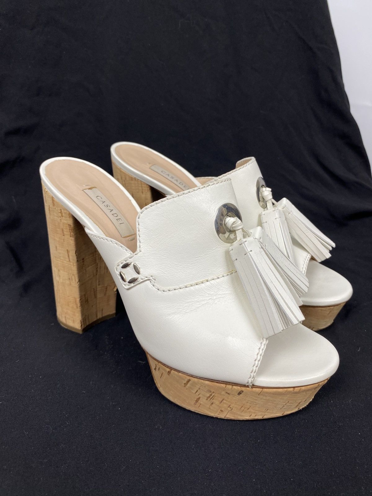 Casadei Casadei Leather Tassel Platform Slide Sandals size 39 Size US 9 / IT 39 - 1 Thumbnail