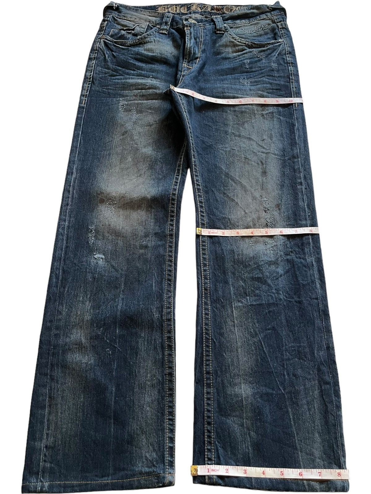Japanese Brand Vintage Buckaroo Indigo Mud Wash Mudmax Loose Jeans Size US 32 / EU 48 - 13 Thumbnail