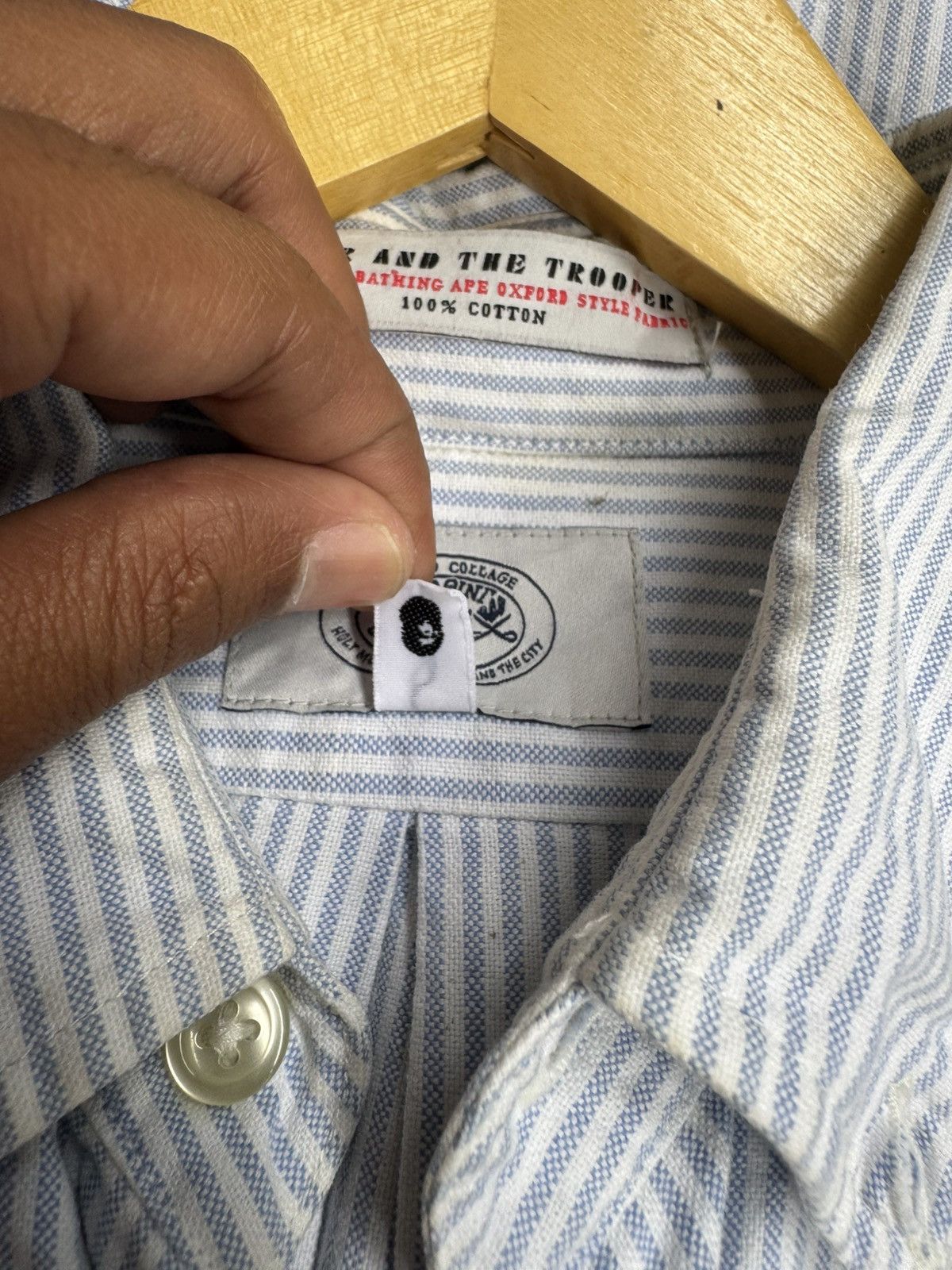 Bape A BATHING APE OXFORD STRIPED POCKET LONG SHIRT🔥RARE🔥 Size US L / EU 52-54 / 3 - 7 Thumbnail