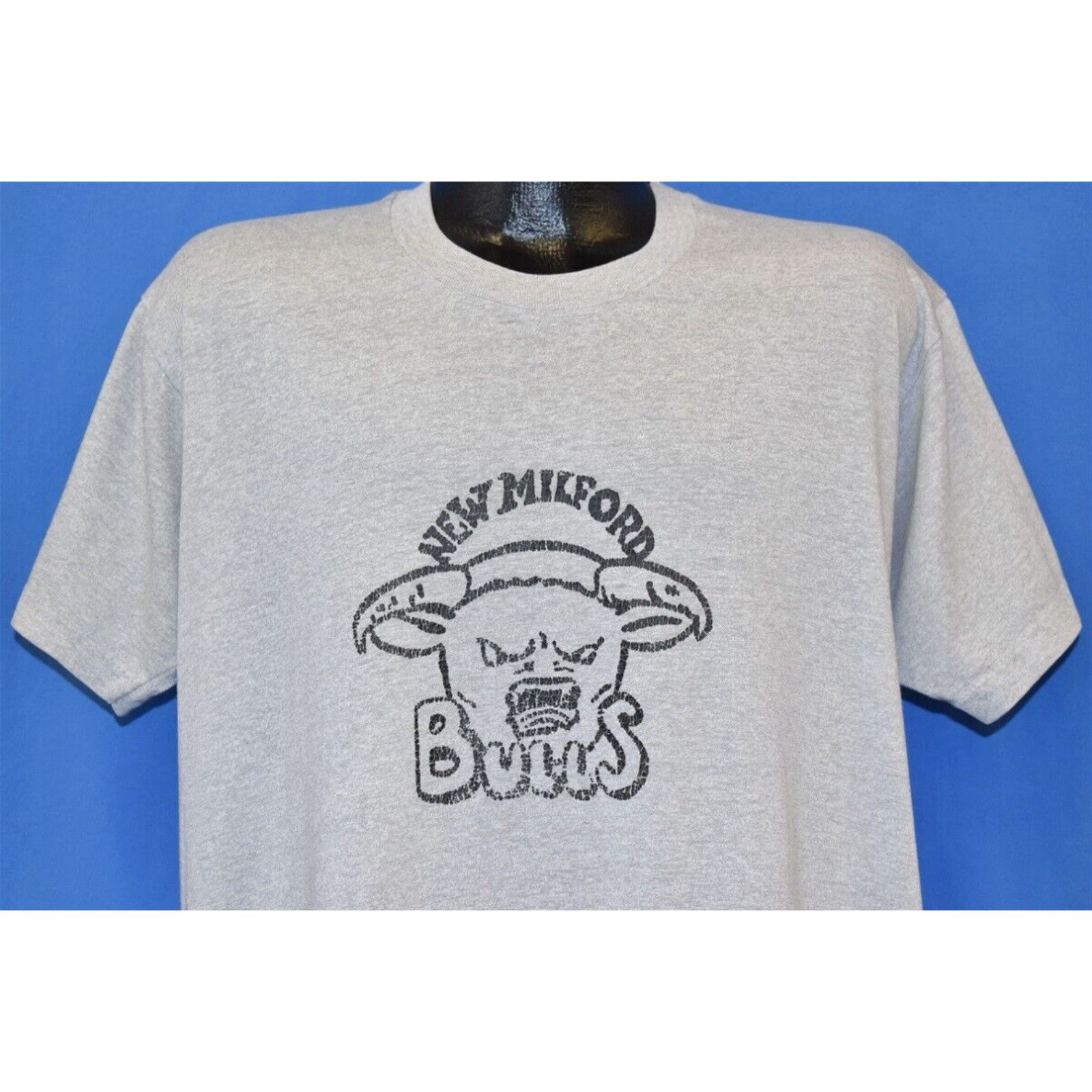 Image of Screen Stars VTG 80's New Milford Bulls Connecticut Football Cheerleading Heathered T-Shirt XL in W