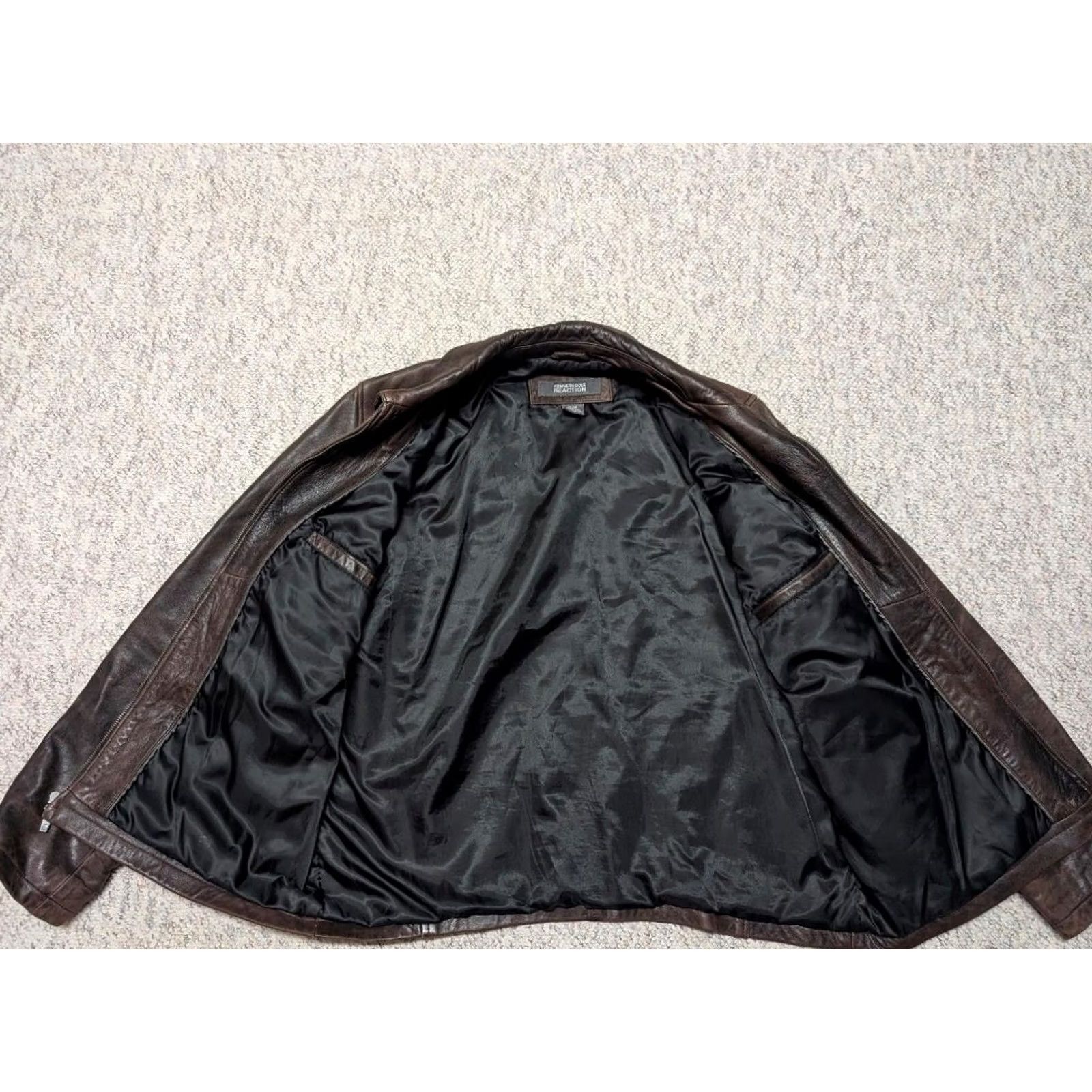 Kenneth Cole VINTAGE Kenneth Cole leather jacket XL brown lambskin bomber jacket Mens 1990s Y2K patina motorcycle Size US XL / EU 56 / 4 - 6 Thumbnail