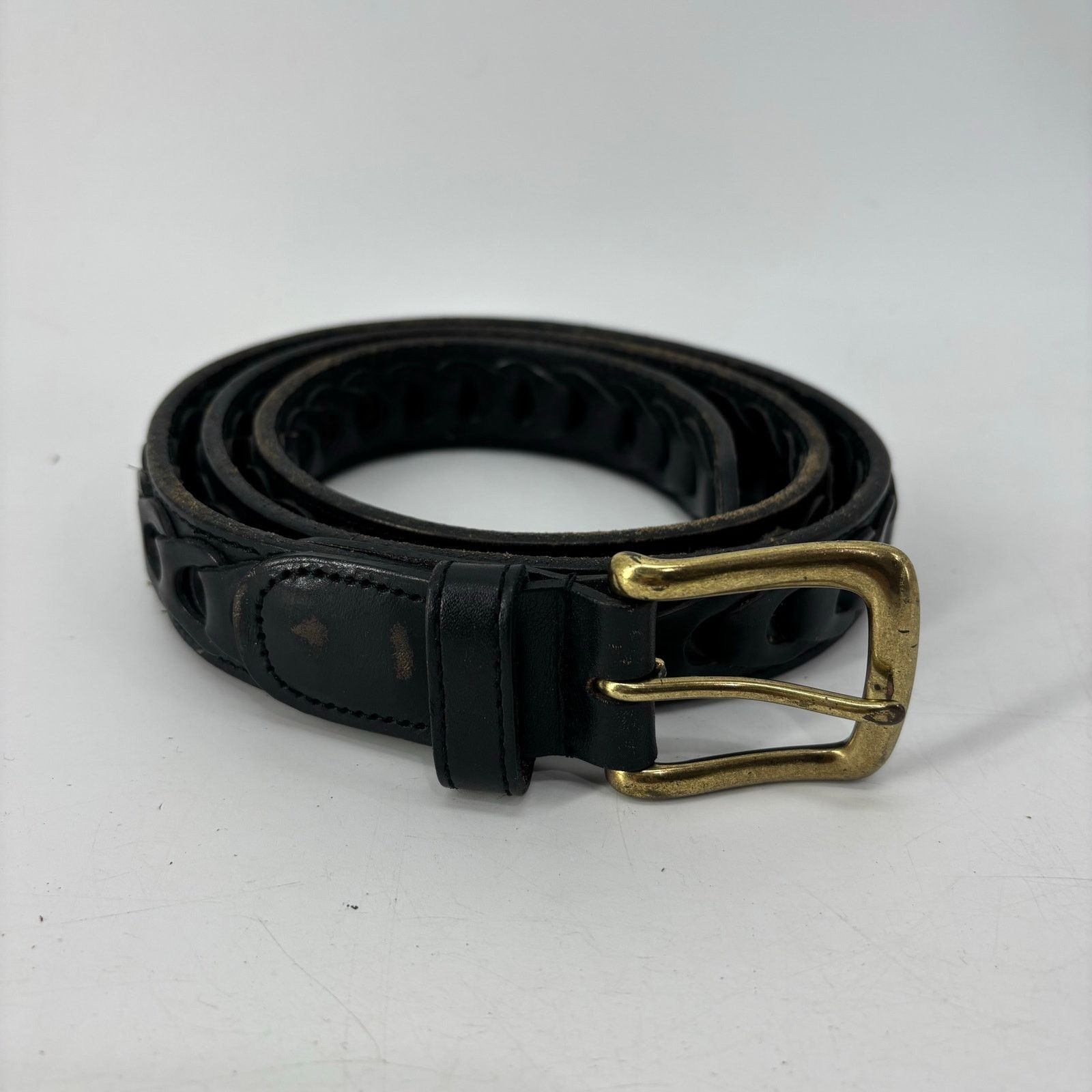 Other Men's Black Size 38 Genuine Leather Belt Casual Links Gold Size 38 - 9 Thumbnail