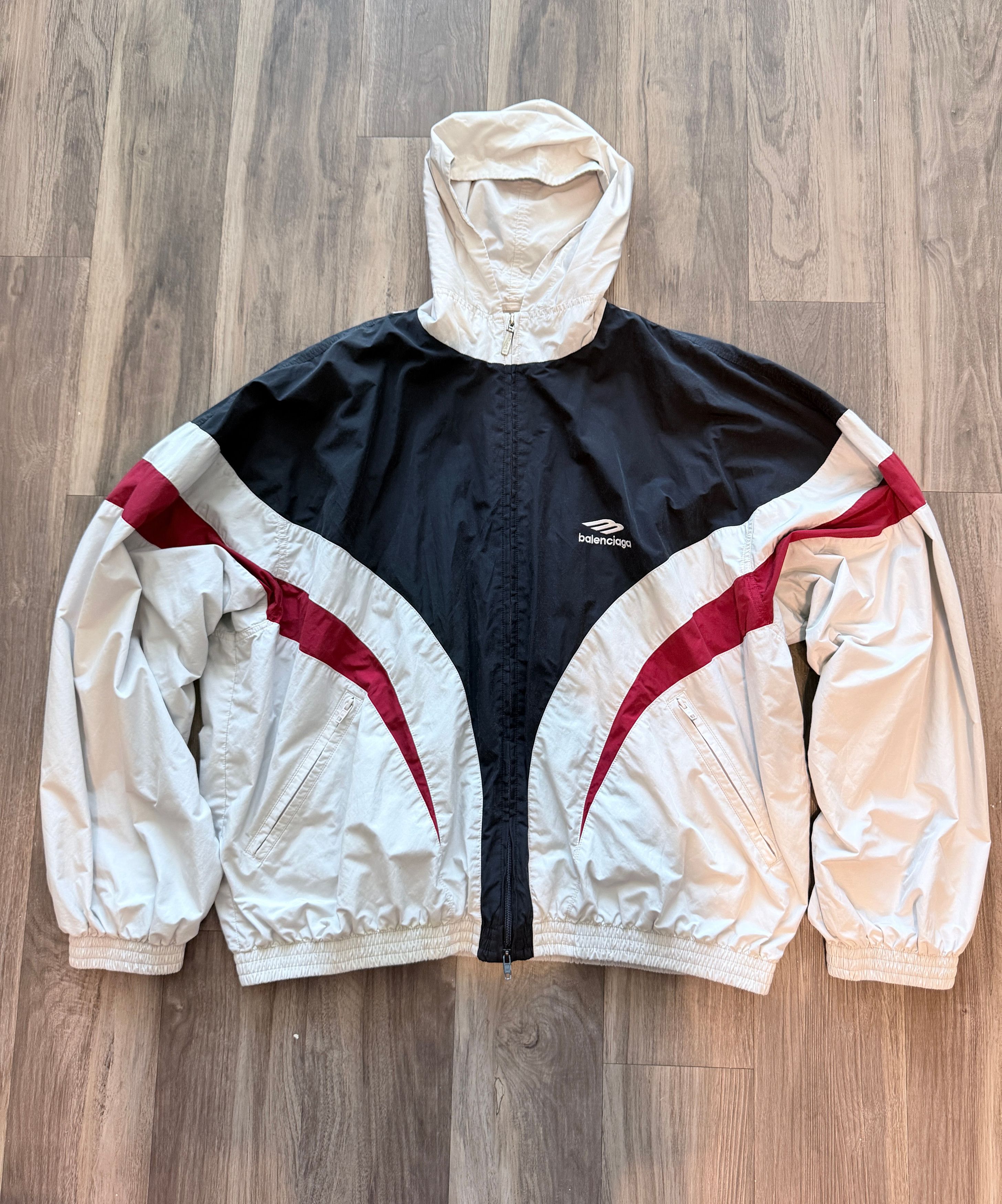 Balenciaga 3B Track Jacket White Blue Red