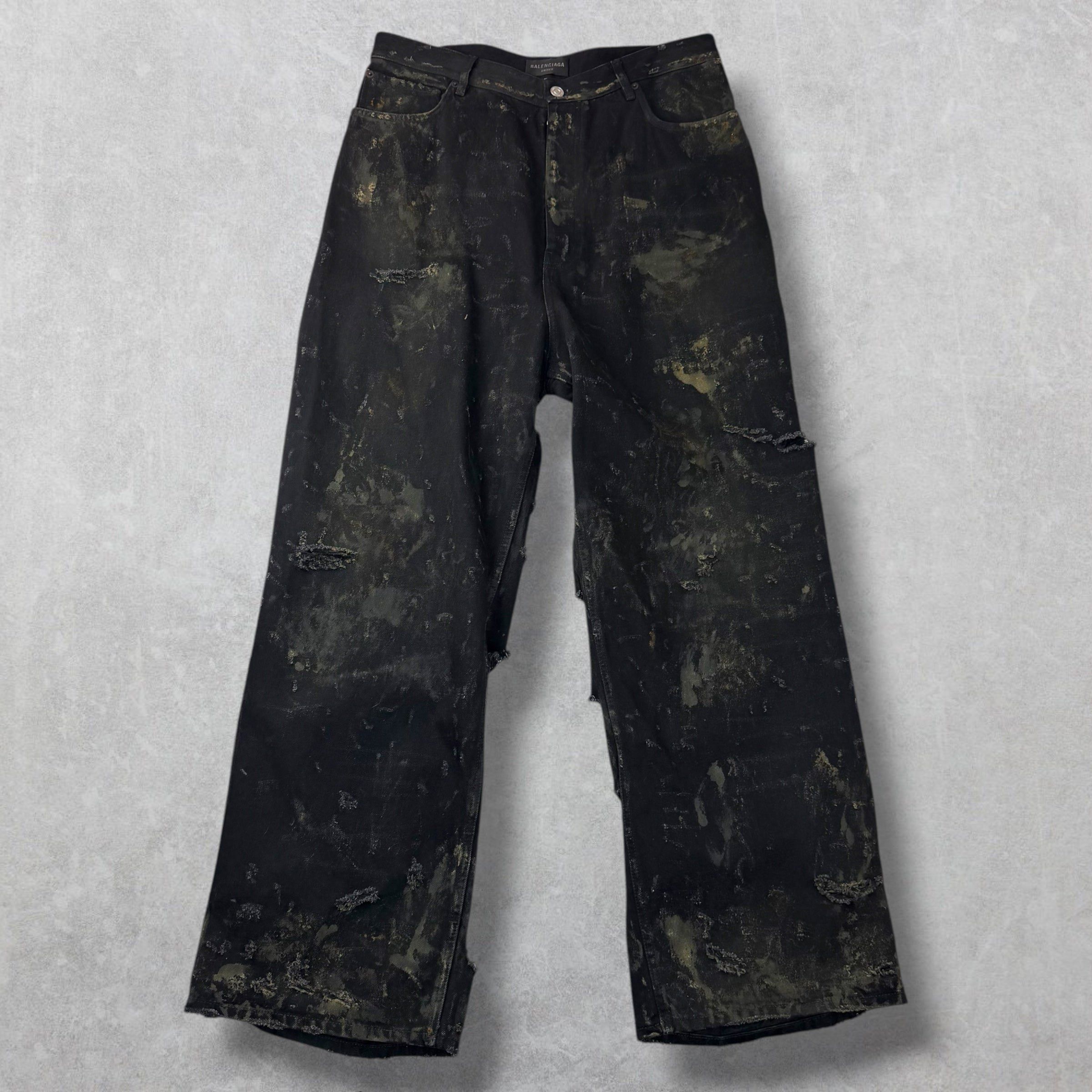 Balenciaga Balenciaga Super Destroyed Baggy Mud Jeans S | Grailed