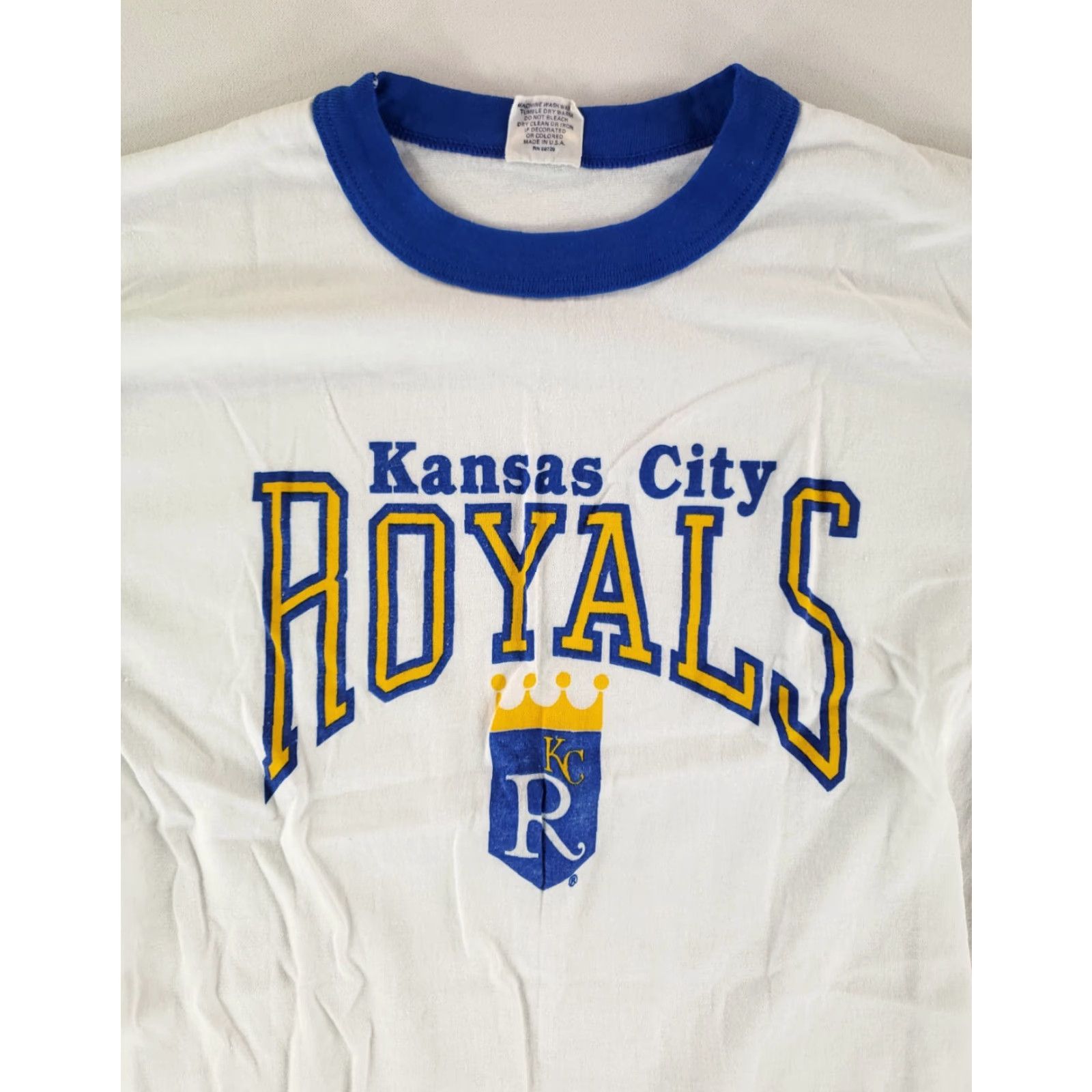 Vintage VINTAGE Kansas City Royals Ringer T Shirt Trench VTG 80s Blue White Made USA Mens L M Size US M / EU 48-50 / 2 - 2 Thumbnail