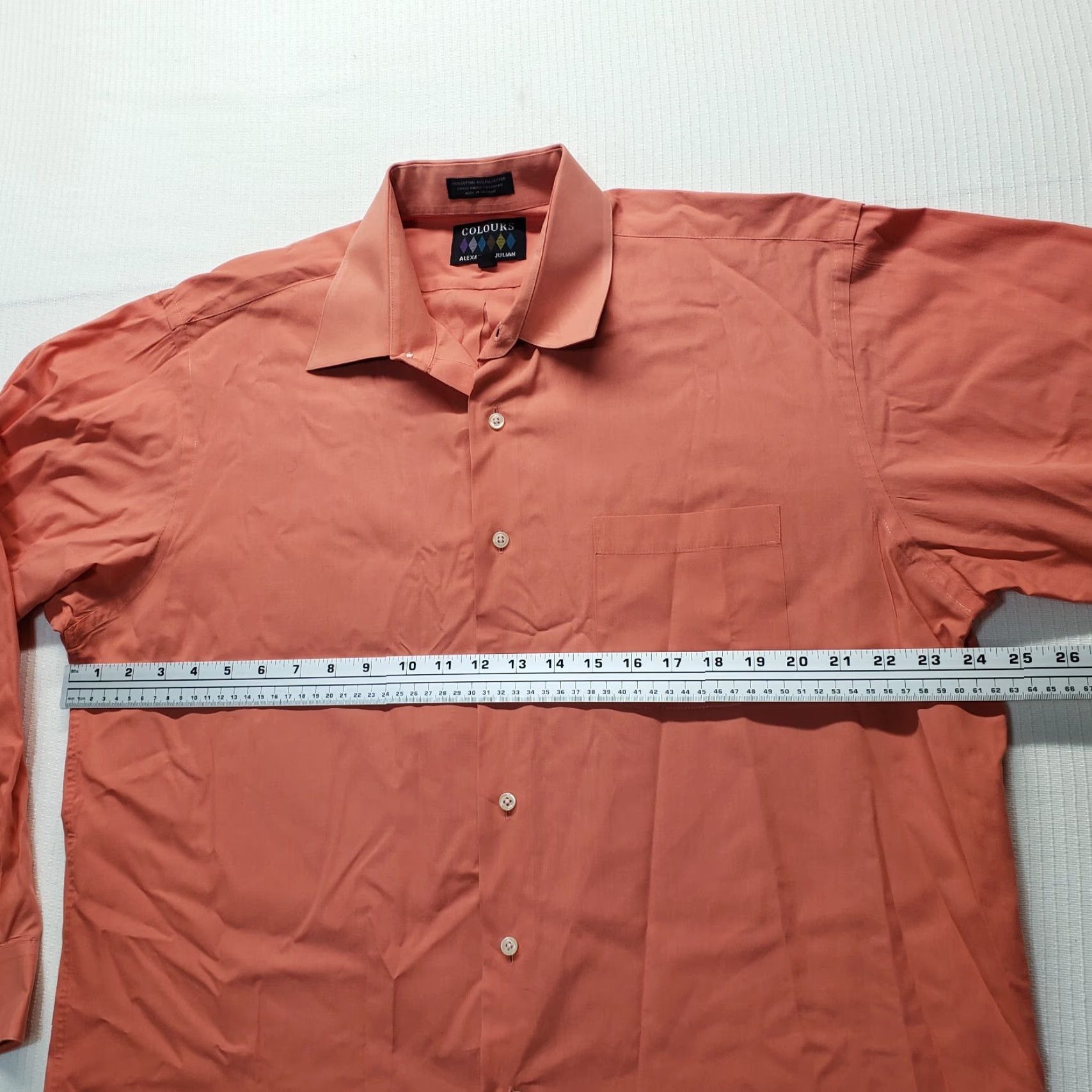 Alexander Julian Alexander Julian Shirt Mens Large 16 16.5 Orange Solid Button-Up Dress Color Orange 90s? (not include decade unless in info) Size 46R - 4 Thumbnail