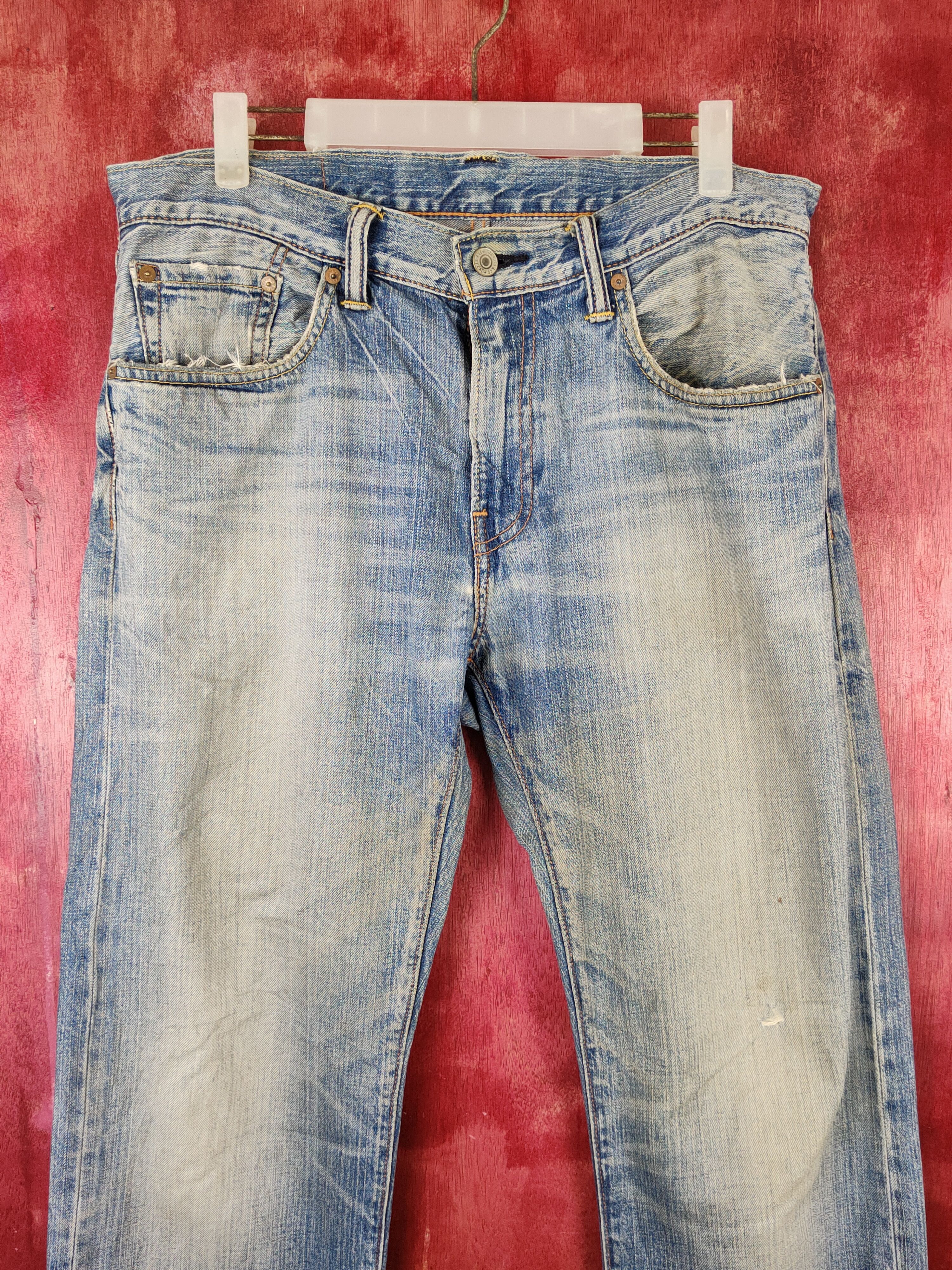 Levi's Levi's Blue Faded Distressed Ripped Jeans #S1668 Size US 34 / EU 50 - 2 Thumbnail