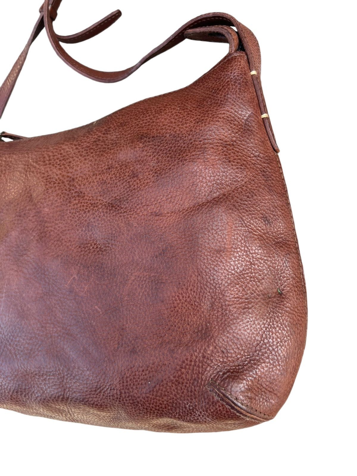 Leather Genten Japan Patina Brown Solid Leather Bag Sling Size ONE SIZE - 11 Thumbnail