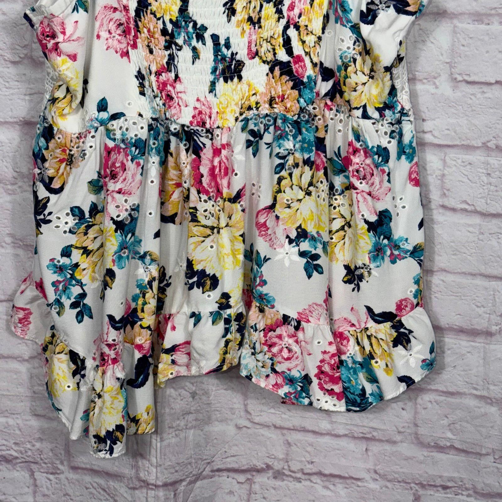 Other Torrid 4 Babydoll Eyelet Lace Detail Floral Print Top Size 4XL / US 24-26 - 9 Thumbnail
