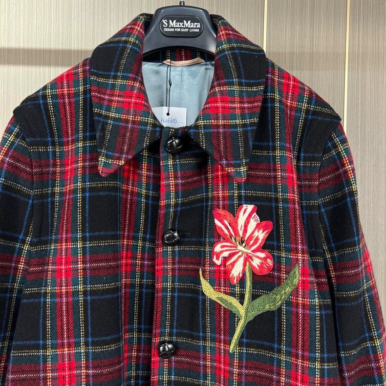 Gucci Gucci Heavy industry wool plaid embroidered floral coat 250 Size XL / US 12-14 / IT 48-50 - 3 Thumbnail