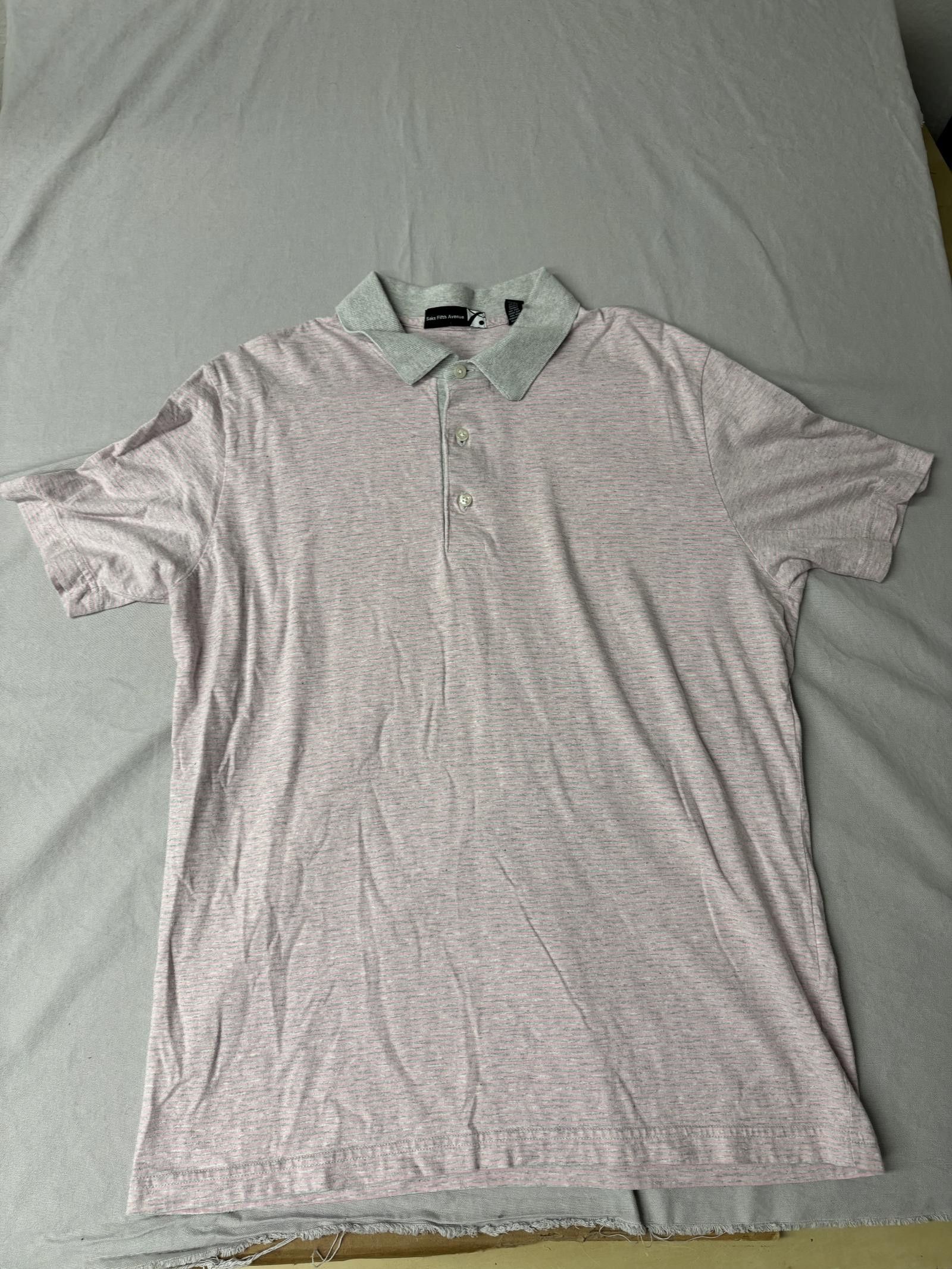 Saks Fifth Avenue Saks Fifth Avenue Mens Polo Pink / Grey Horitzontal Stripe L Size US L / EU 52-54 / 3 - 2 Thumbnail