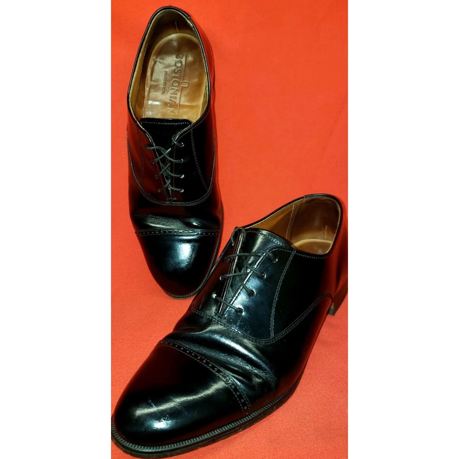 Vintage Bostonian Men's Cap Toe Oxford Black Leather Dress Shoes Size 8M Size ONE SIZE - 2 Thumbnail