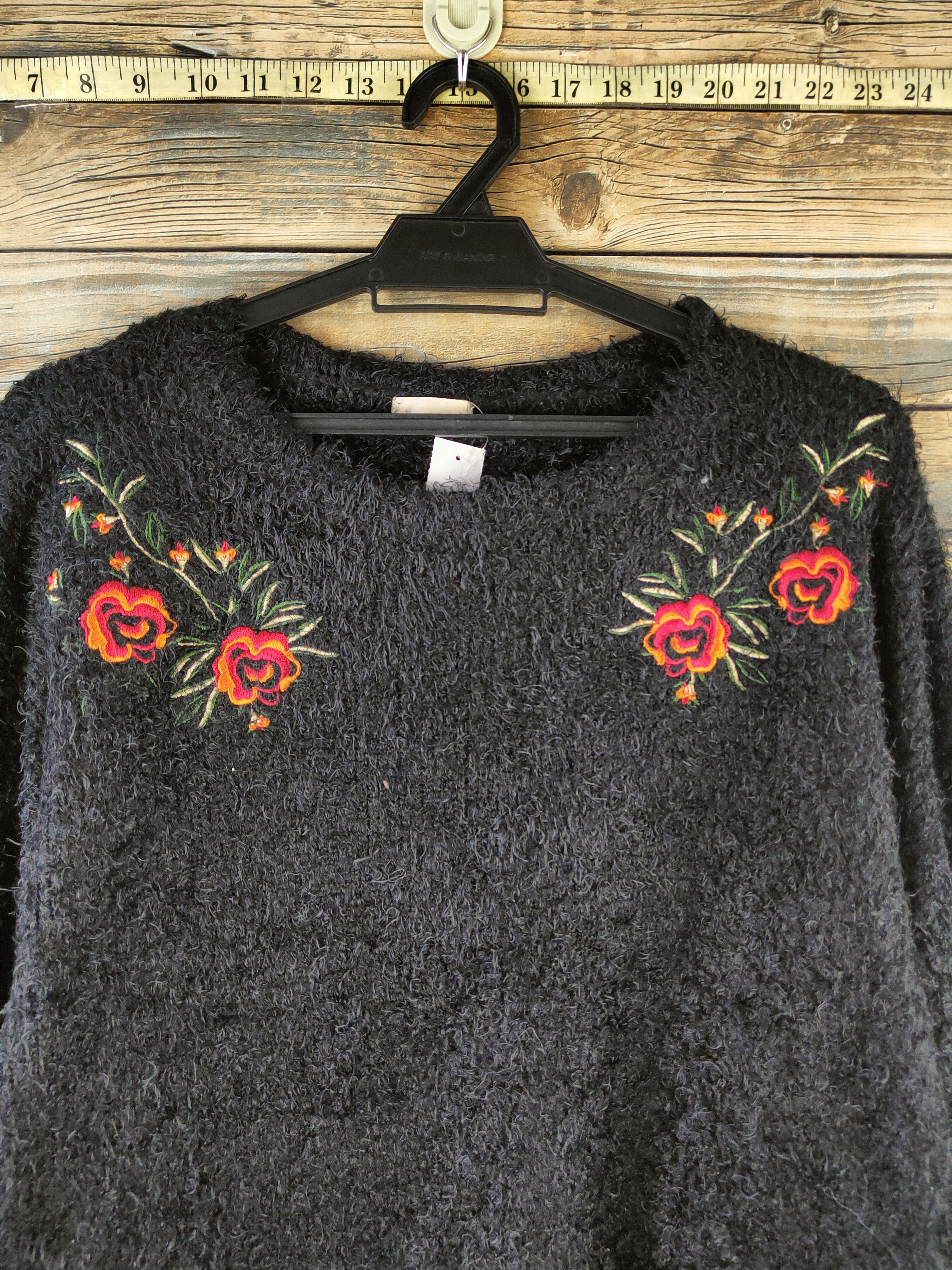 GU DL GU Black Fur Mohair shaggy Knitwear #46-996 Size L / US 10 / IT 46 - 2 Thumbnail