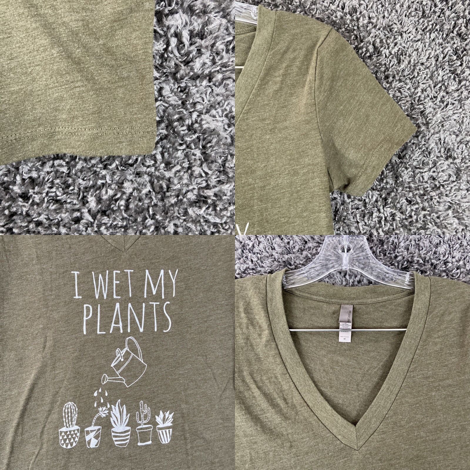 Next Level Next Level V Neck T-Shirt Womens Medium Green I Wet My Plants Size M / US 6-8 / IT 42-44 - 2 Thumbnail