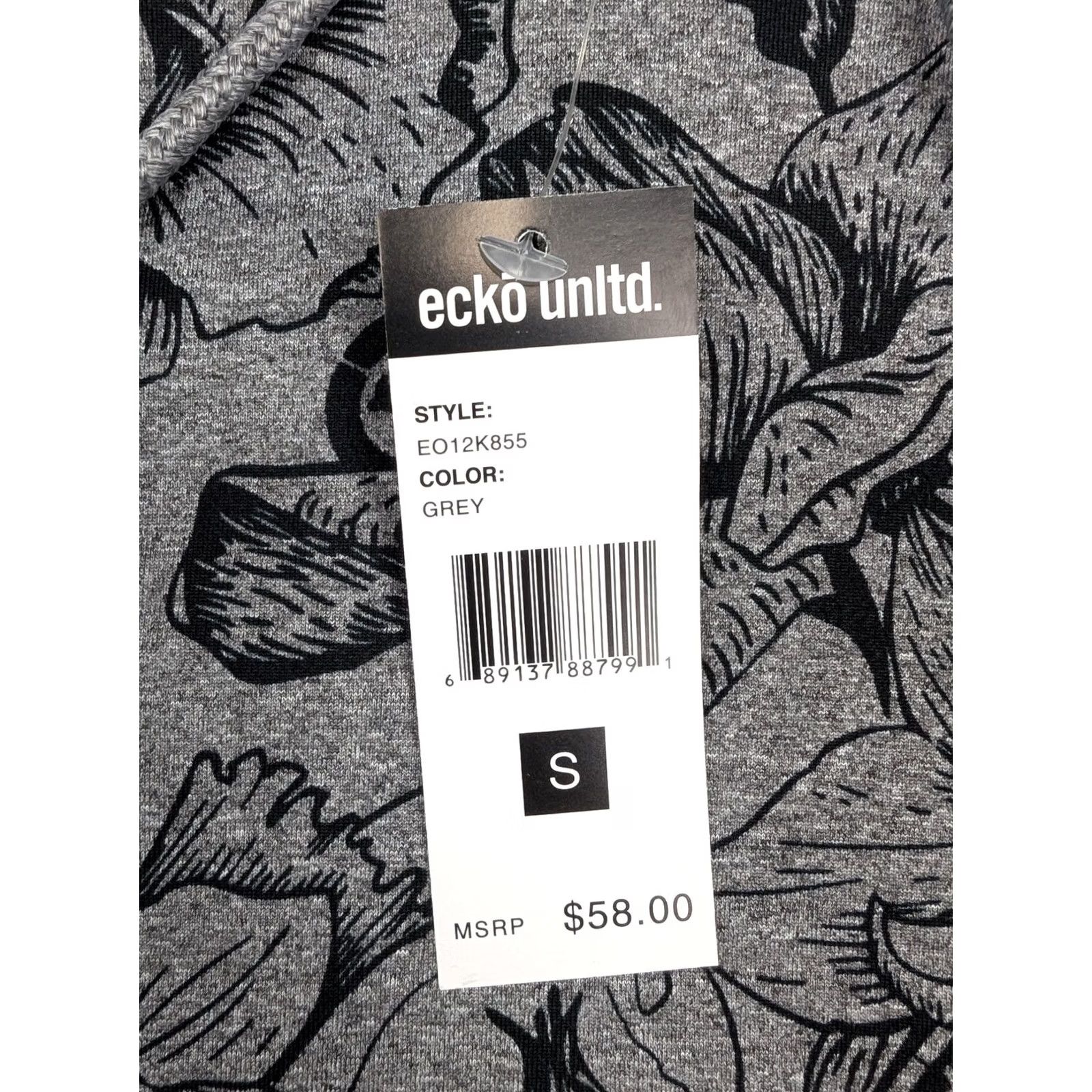 Ecko Unltd. VINTAGE Ecko Unltd Hoodie Mens S Gray Short Sleeve Floral Print Pullover E012K855 Size US S / EU 44-46 / 1 - 5 Thumbnail