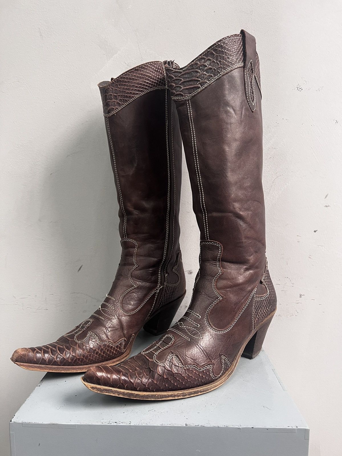 Western Rise If six was nine Brown leather boots western style guidi vibe Size US 7.5 / EU 40-41 - 1 Thumbnail