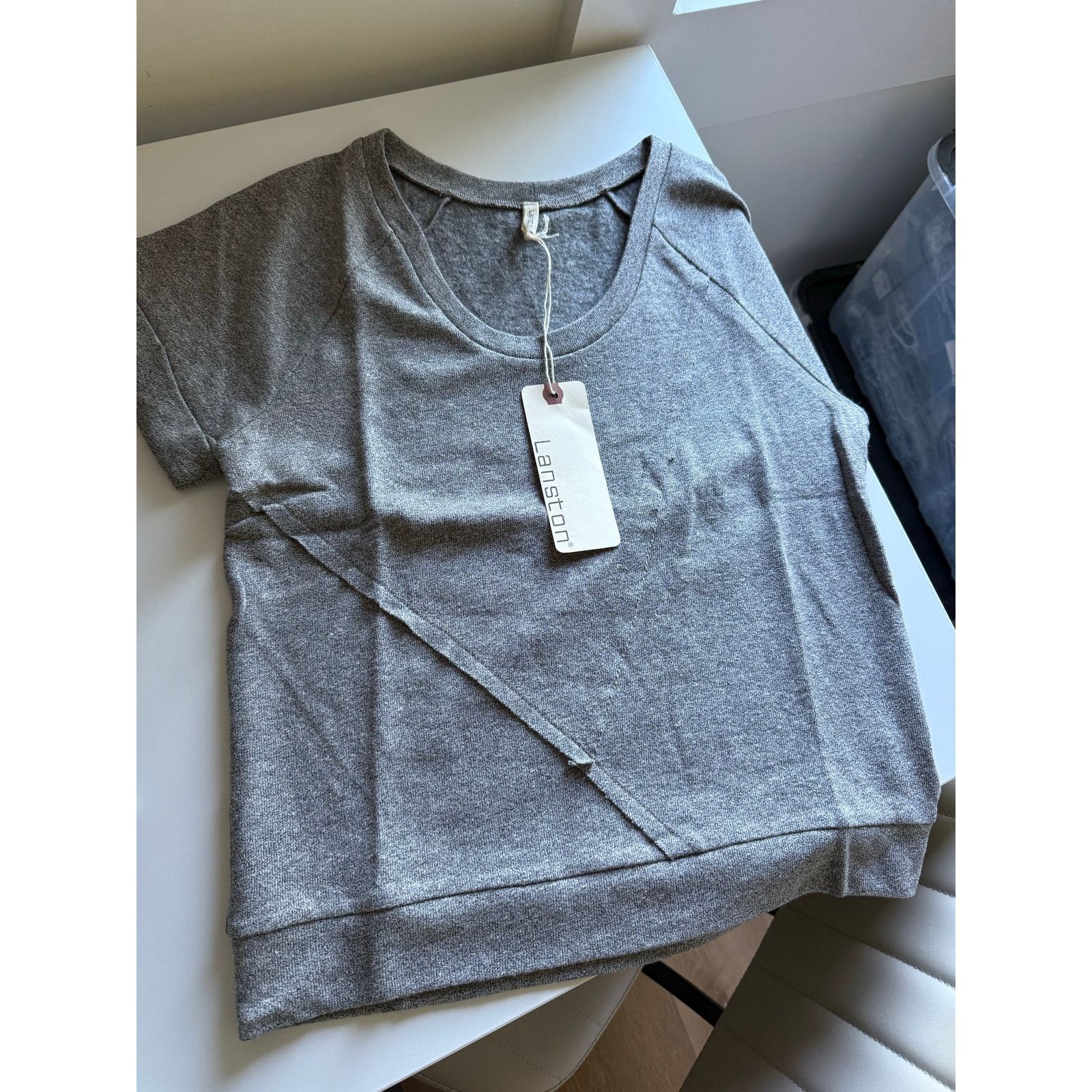 REVOLVE $160 New Lanston Revolve Raglan Sweatshirt Tee - Grey XS Size XS / US 0-2 / IT 36-38 - 7 Thumbnail