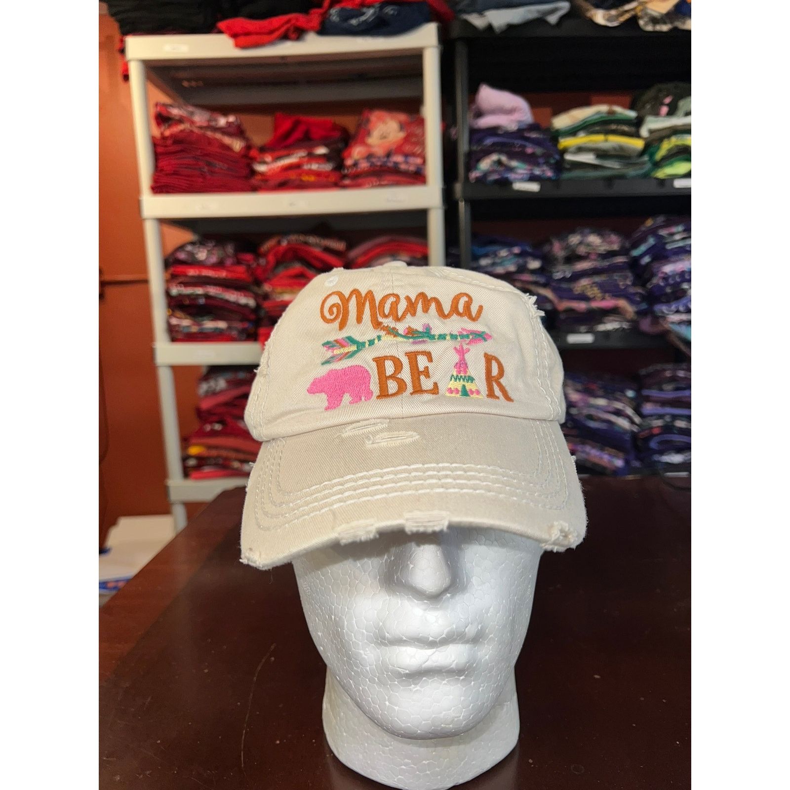 Vintage Mama Bear Hat Kbethos Vintage White Cream Cap Headwear OS Size ONE SIZE - 1 Thumbnail