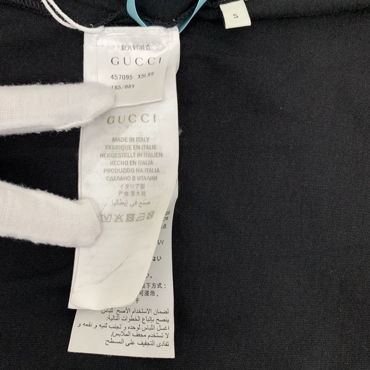 Gucci Gucci Black Logo Stripe Print Cotton Crew Neck T-shirt K26WX Size S / US 4 / IT 40 - 6 Thumbnail