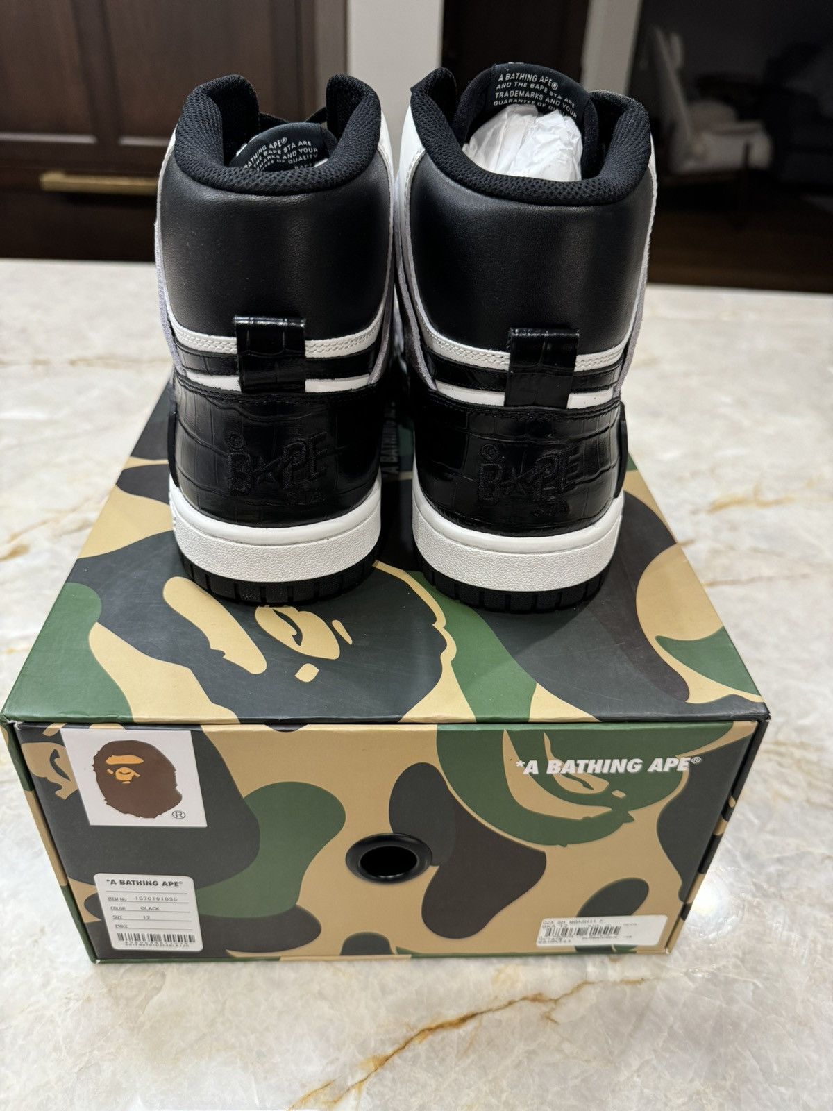 Bape Bape Court Sta High "BLACK WHITE" - Size 12 Size US 12 / EU 45 - 4 Thumbnail
