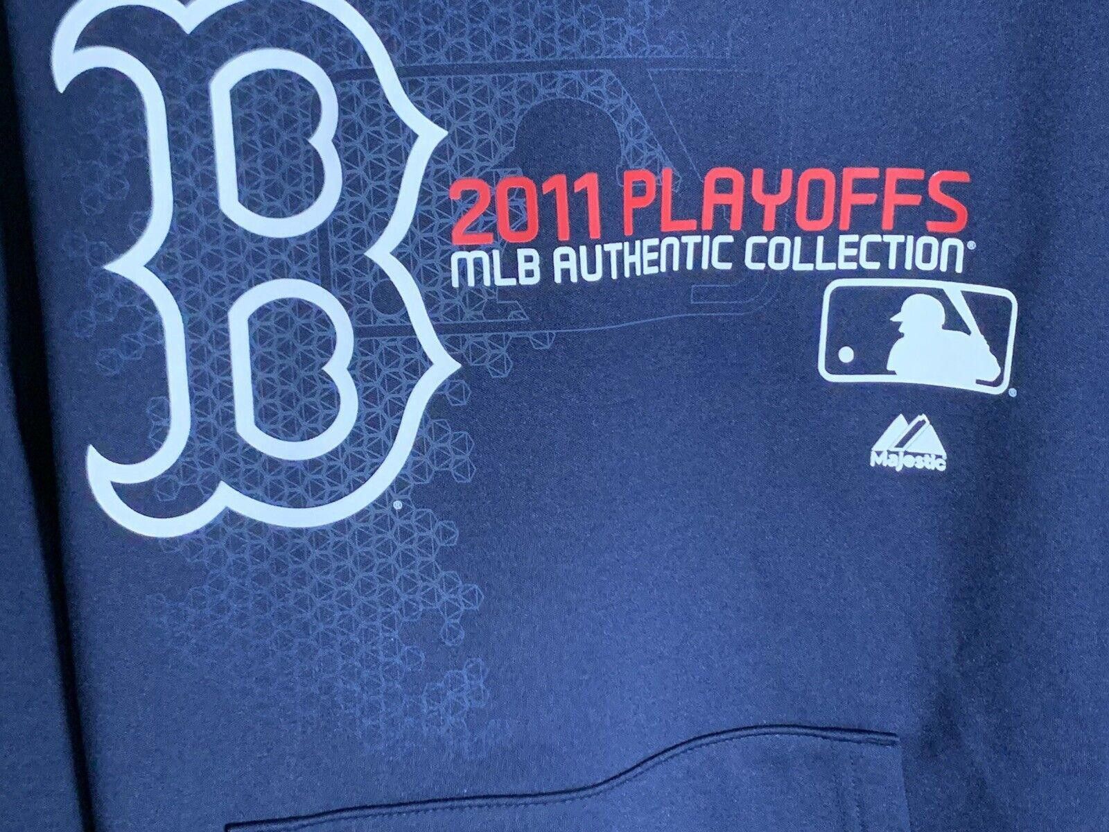 Majestic Boston RED SOX 2011 Playoffs MAJESTIC Hoodie Sz Medium Size ONE SIZE - 4 Thumbnail