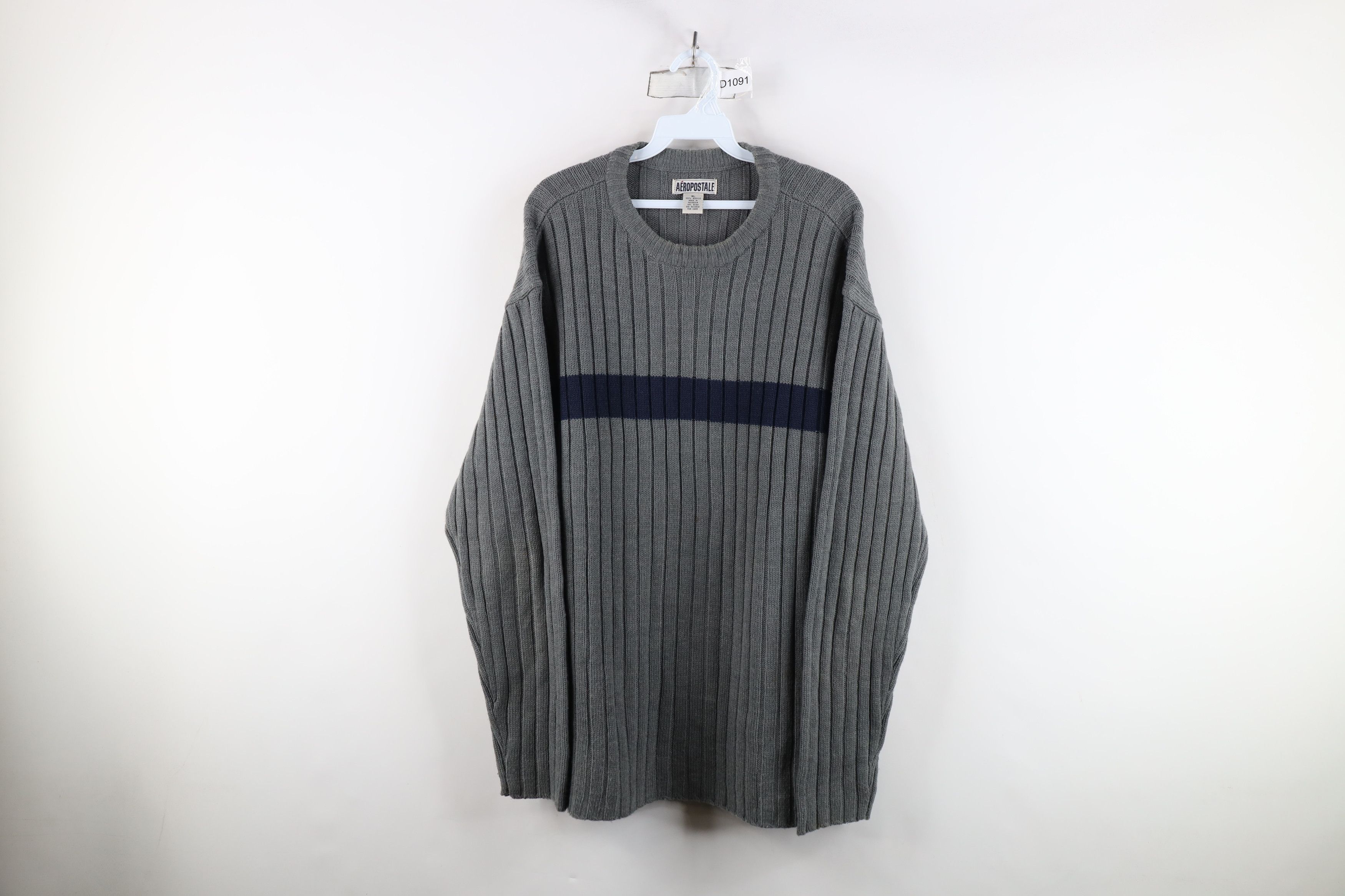 Aeropostale × Vintage Vintage 90s Y2K Aeropostale Chunky Ribbed Knit Sweater Gray Size US XL / EU 56 / 4 - 1 Thumbnail