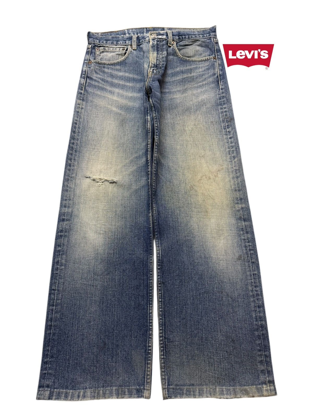 Levi's Vtg Levis 534 Blue Faded Mud Wash Distress Wide Leg Baggy Size US 32 / EU 48 - 1 Thumbnail