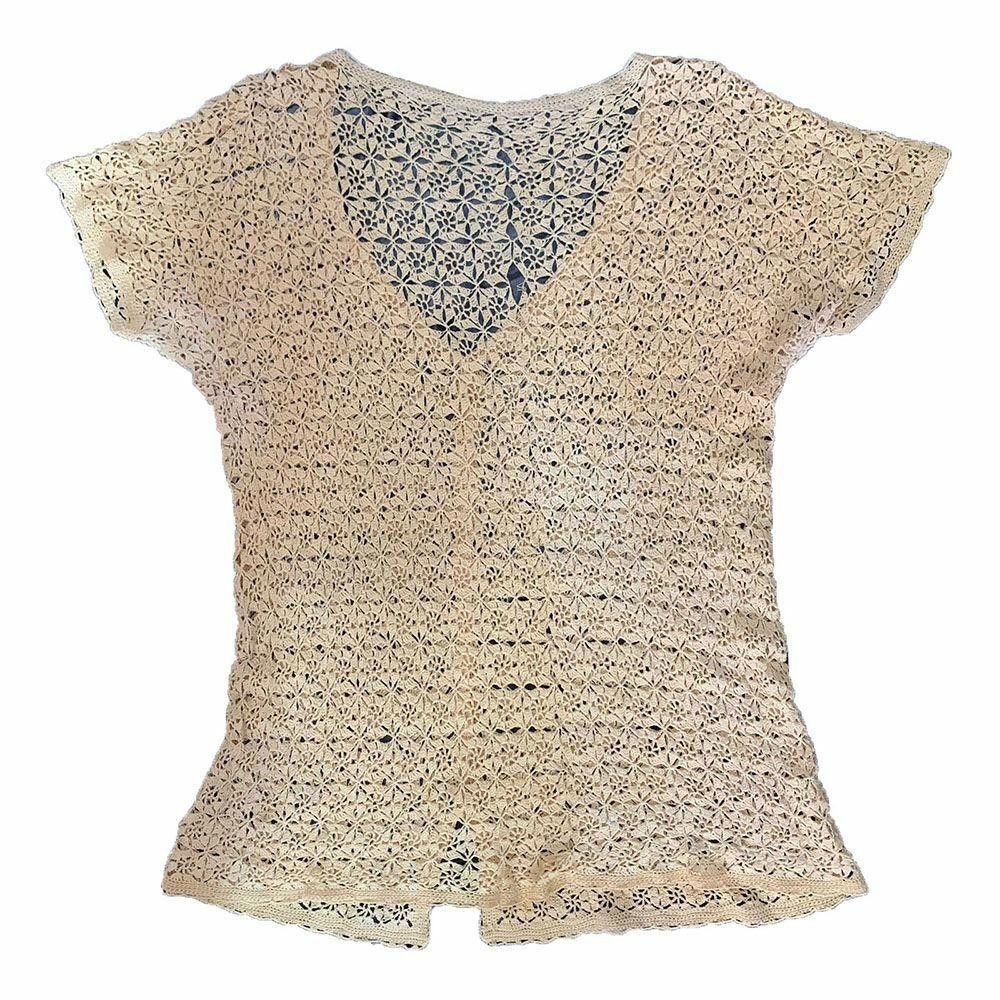 Designer Pre Owned Yellow Crocheted Blouse L Size L / US 10 / IT 46 - 2 Thumbnail