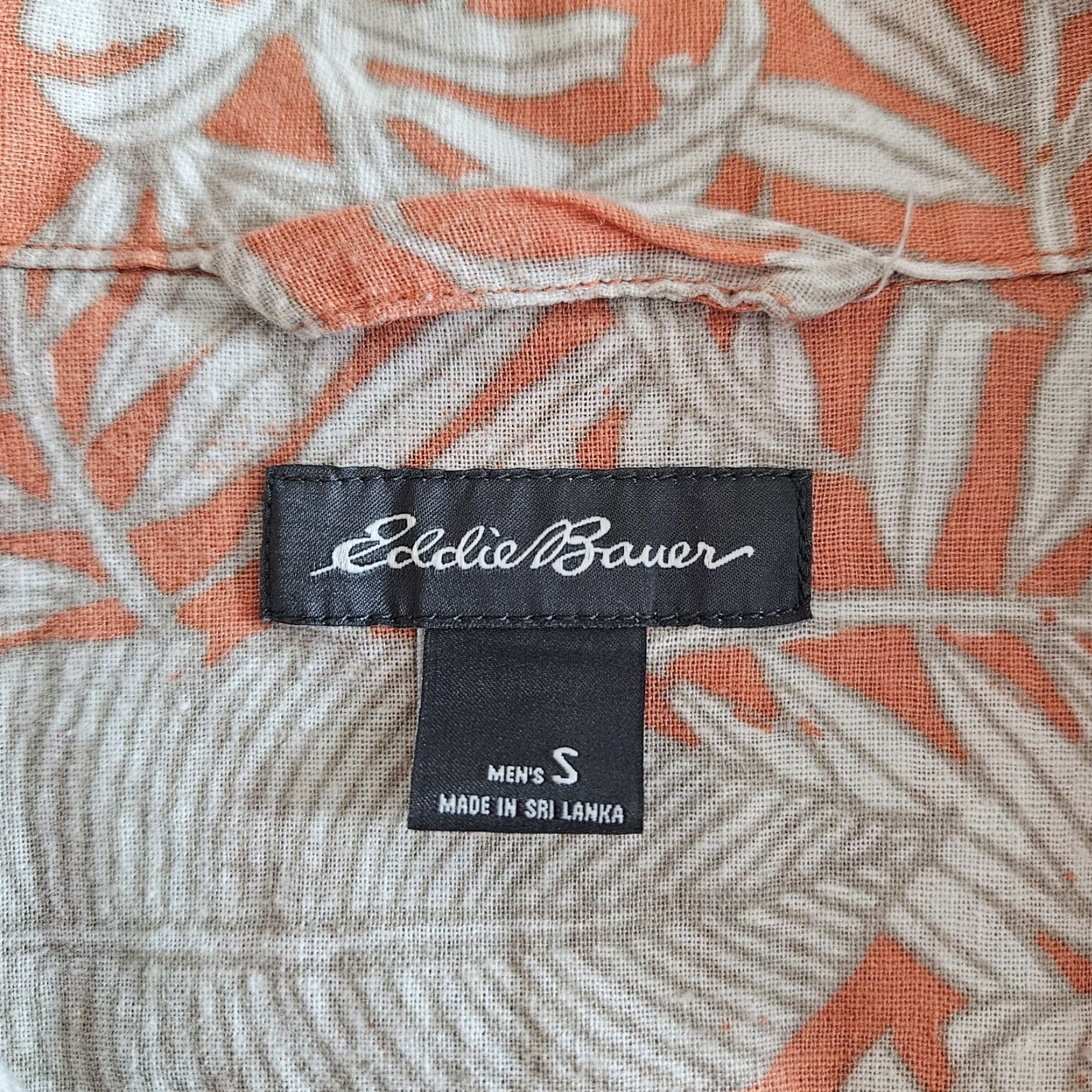 Eddie Bauer Eddie Bauer Button-Up Shirt Mens Small Orange Linen Blend Leaf Print Cotton Linen Top Shirt Mens Small Orange Tan Leaf Print Linen Blend Size US S / EU 44-46 / 1 - 5 Thumbnail