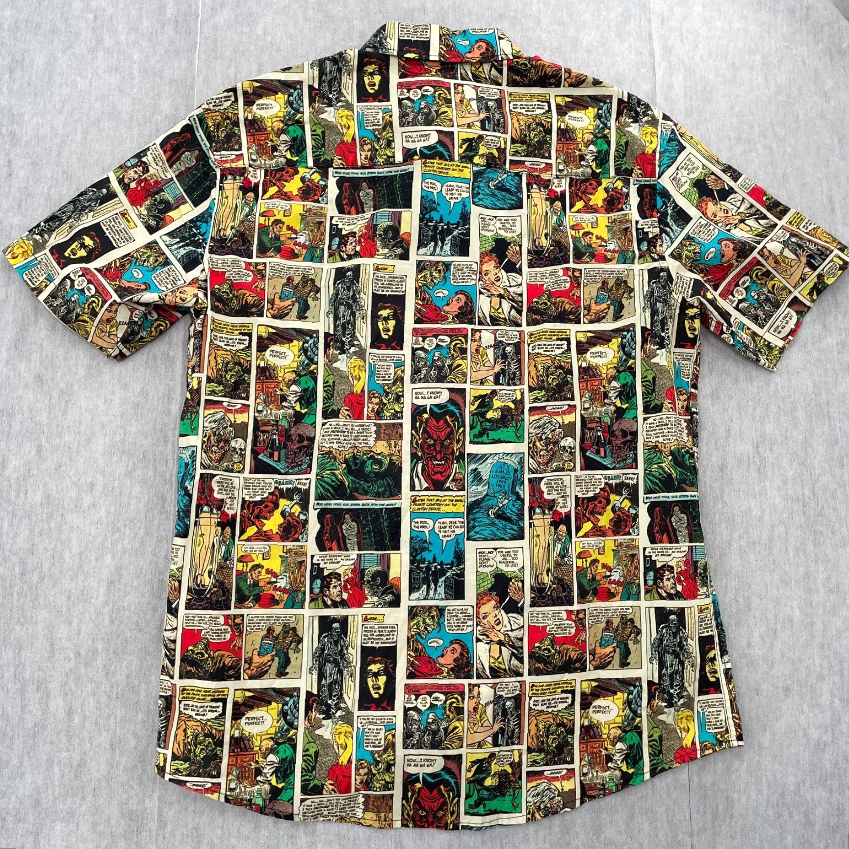 CO Creepy Co Shirt Adult Large Horror Comic Strip All Over Print Button Down Mens L Size US L / EU 52-54 / 3 - 2 Thumbnail