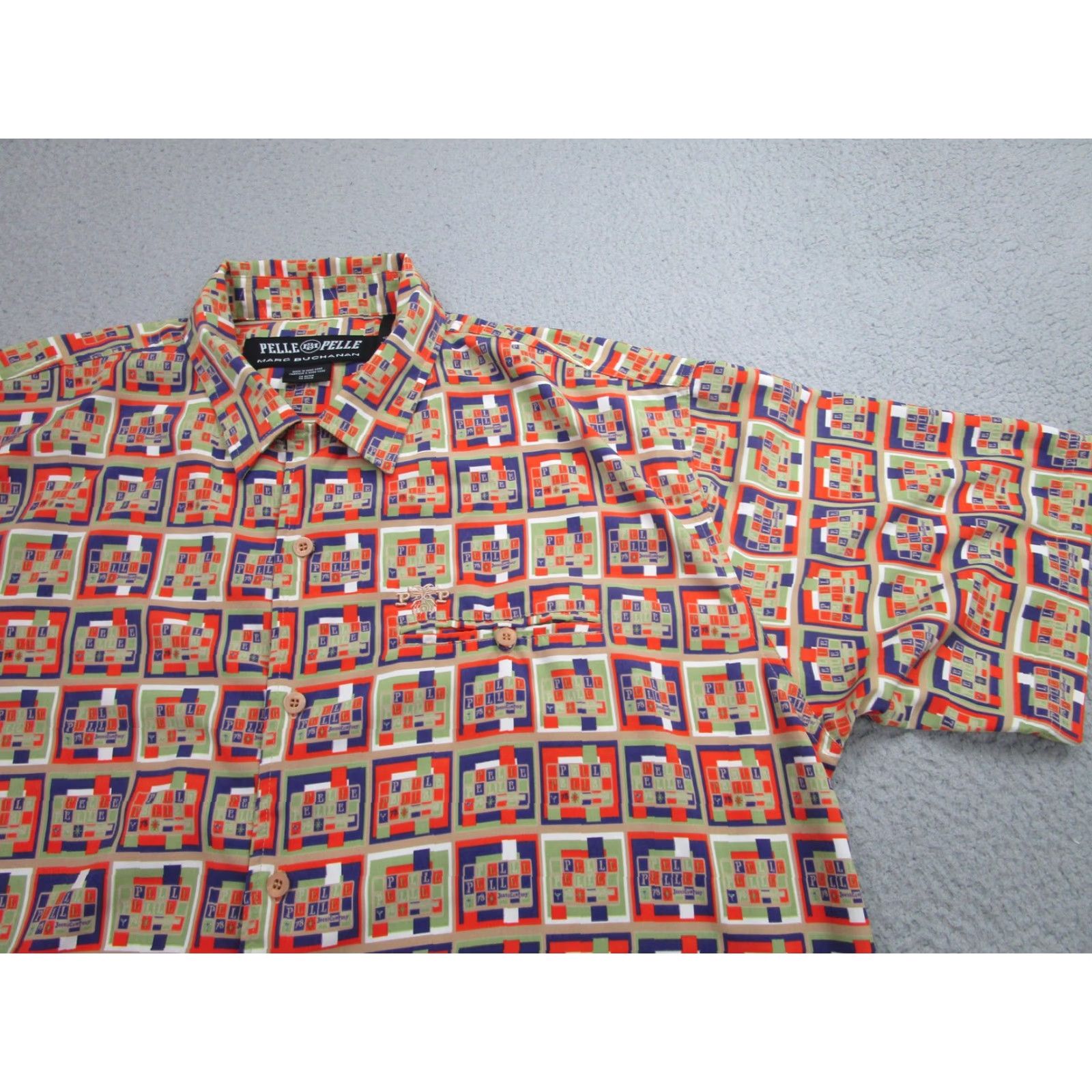 Pelle Pelle Pelle Pelle Shirt Mens XL Geometric Print Marc Buchanan Button Up 90s Size US XL / EU 56 / 4 - 2 Thumbnail