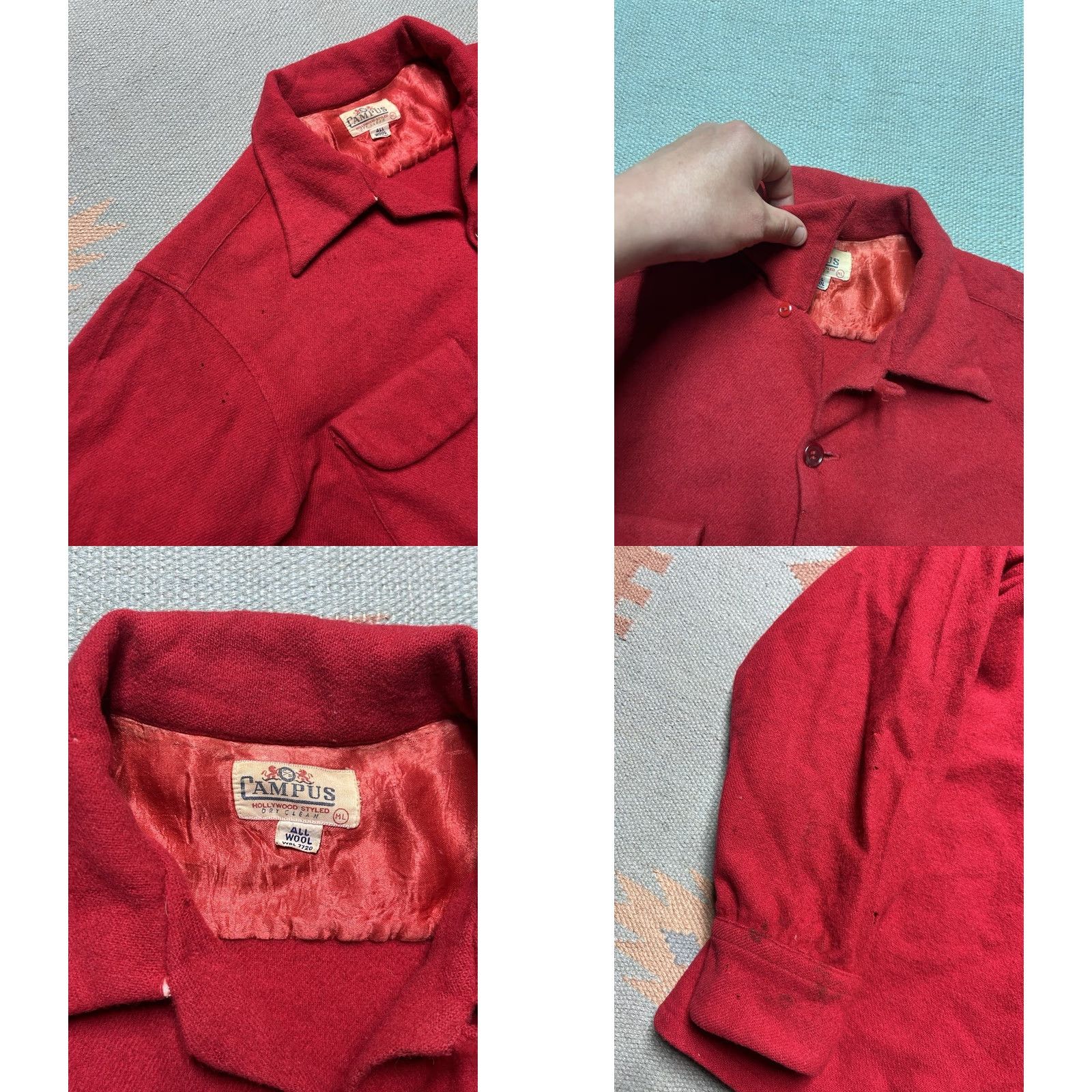 Vintage VINTAGE Campus Shirt Long Sleeve M/L 1950s Wool Loop Collar Hollywood Distressed Mens Size US M / EU 48-50 / 2 - 8 Thumbnail