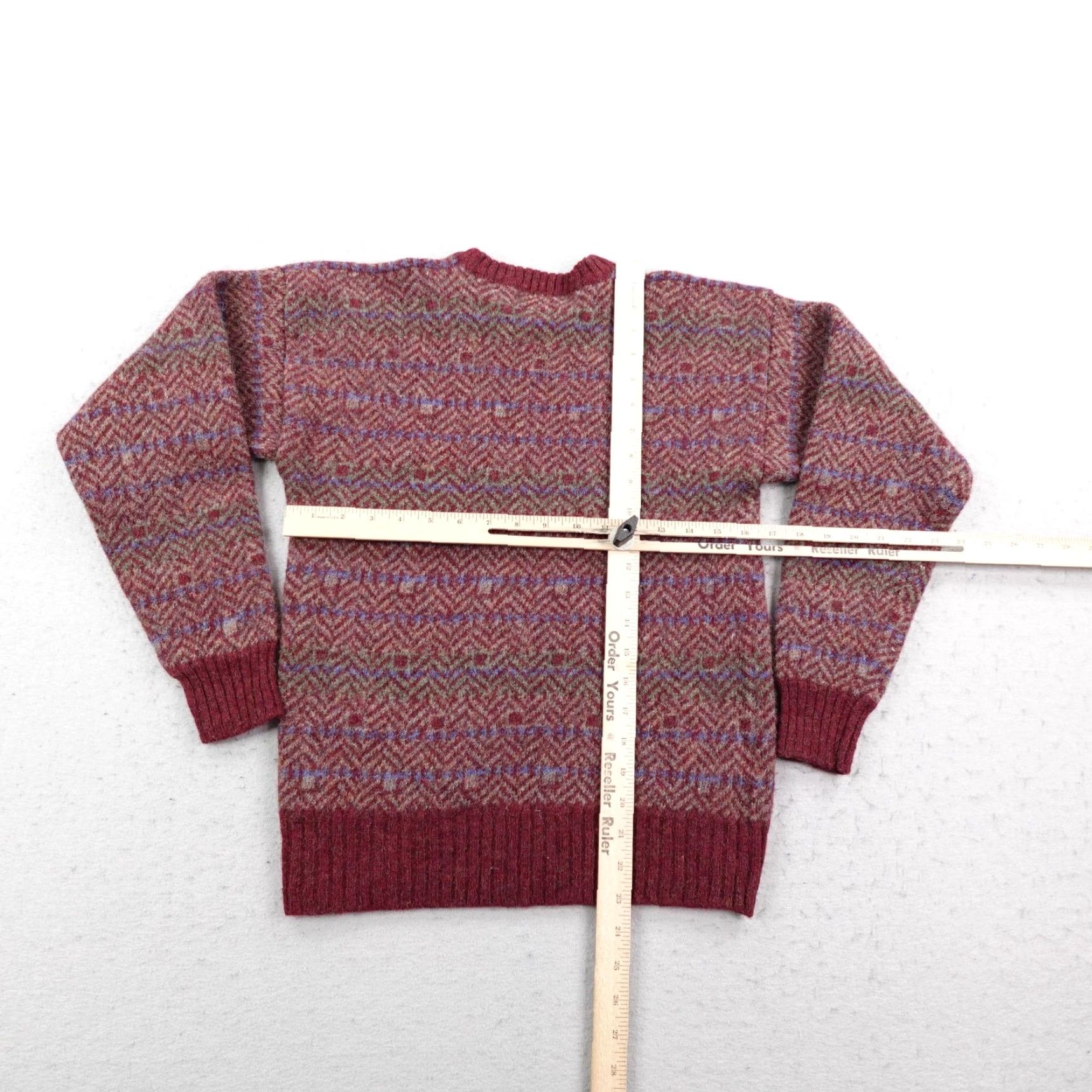 Vintage VINTAGE Alan Flusser Sweater Shirt Mens M Red Wool Herringbone Pullover 90s Outdoor Geometric Crew Neck Size US M / EU 48-50 / 2 - 5 Thumbnail