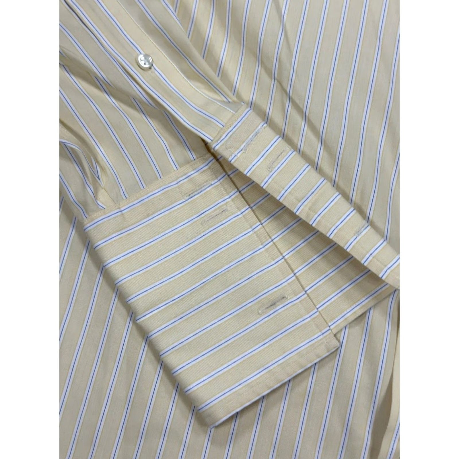 Stafford Stafford Dress Shirt Yellow 15.5 32/33 Non-Iron Button-Down French Cuff Regular Mens Shirt Size 42R - 6 Thumbnail
