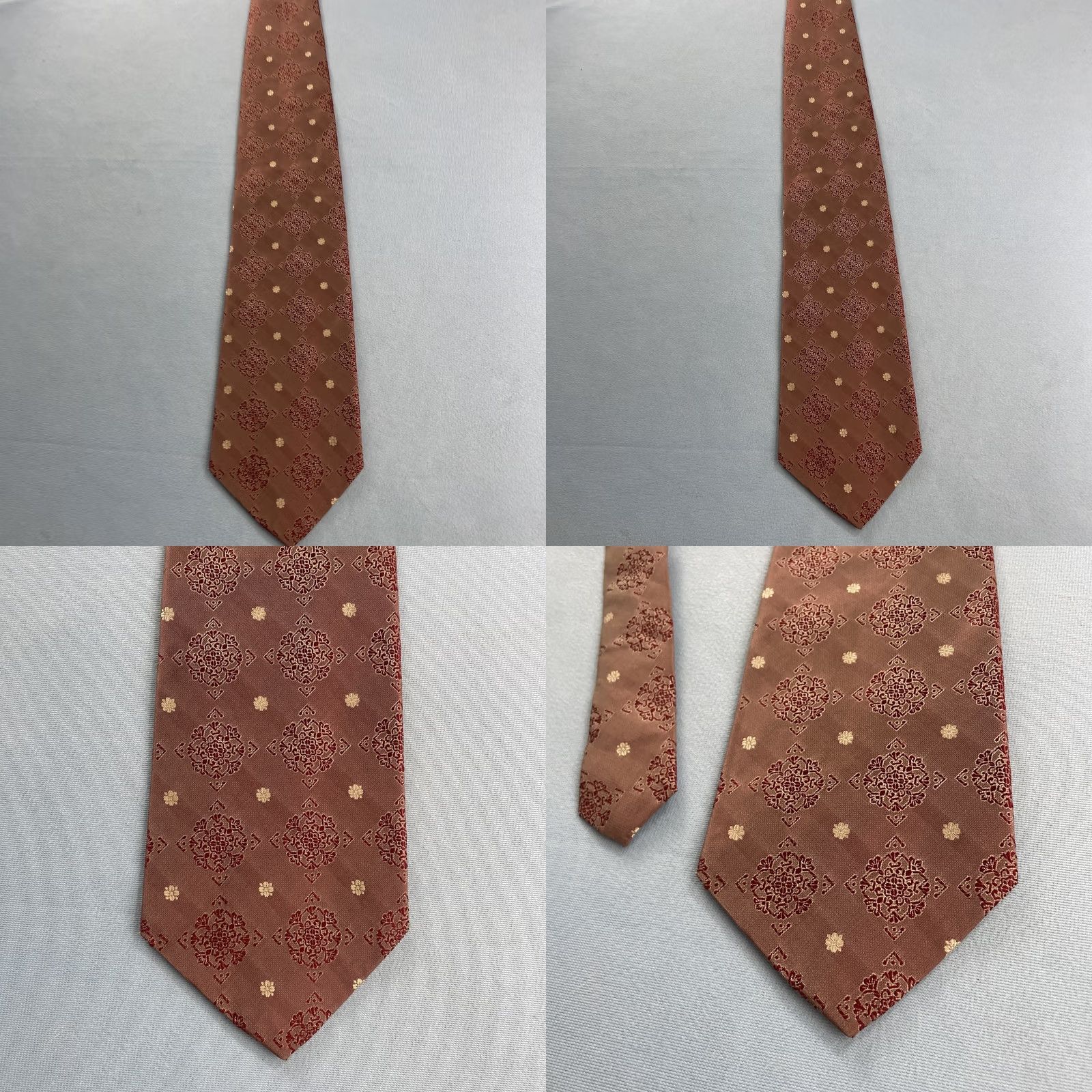 Kenneth Cole VINTAGE Kenneth Cole NY Silk Tie Geometric Deco Dot Rose Red Pink 4x56 Capsule Wide Necktie Men Size ONE SIZE - 9 Thumbnail