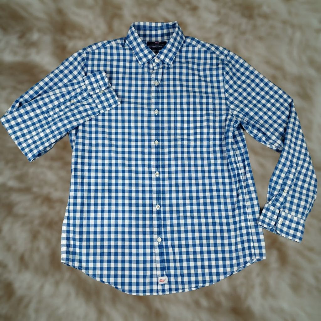 Vineyard Vines Vineyard Vines Shirt Mens Size Medium Blue Check Slim Fit Button Up Long Sleeve Size US M / EU 48-50 / 2 - 1 Thumbnail