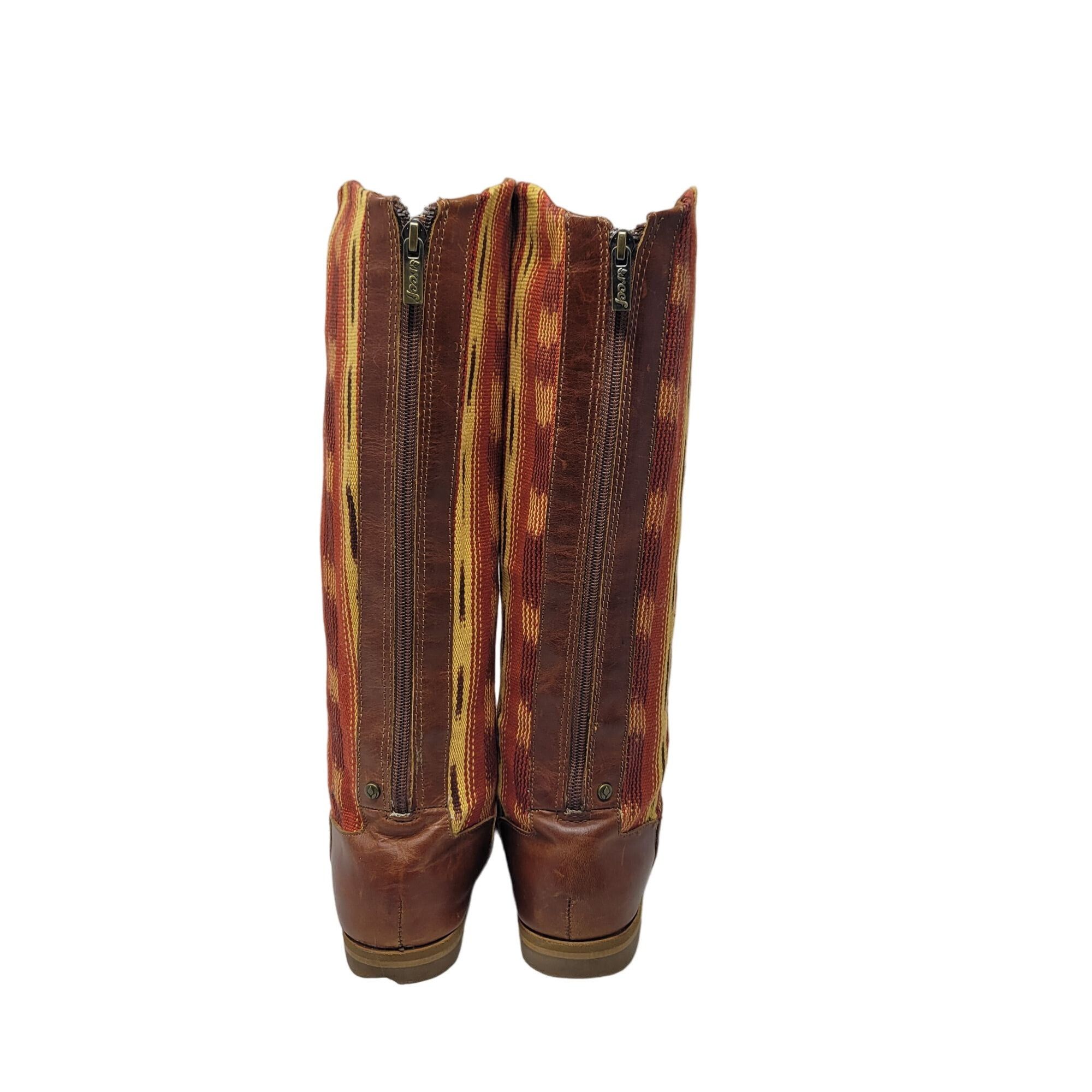 REEF Reef Santa Marta Leather Tapestry Tall Boots 7 Brown Hippie Size US 7 / IT 37 - 5 Thumbnail