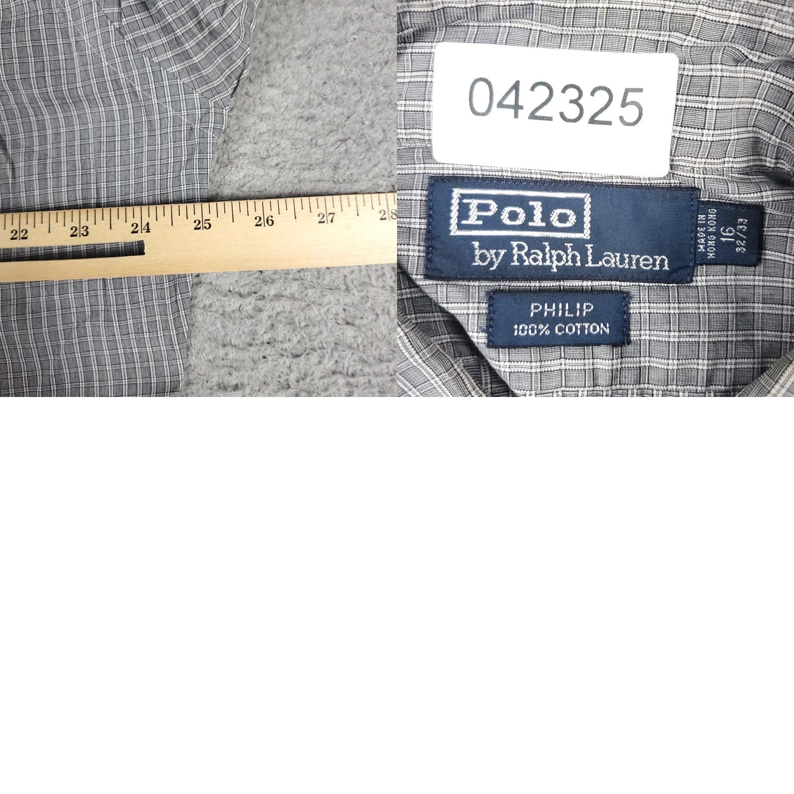 Ralph Lauren Ralph Lauren Shirt Mens 16 Gray Plaid Dress Button Up Long Sleeve - Regular Fit, Non-Iron, Pockets, 100% Cotton, Classic American Style Size 42R - 8 Thumbnail