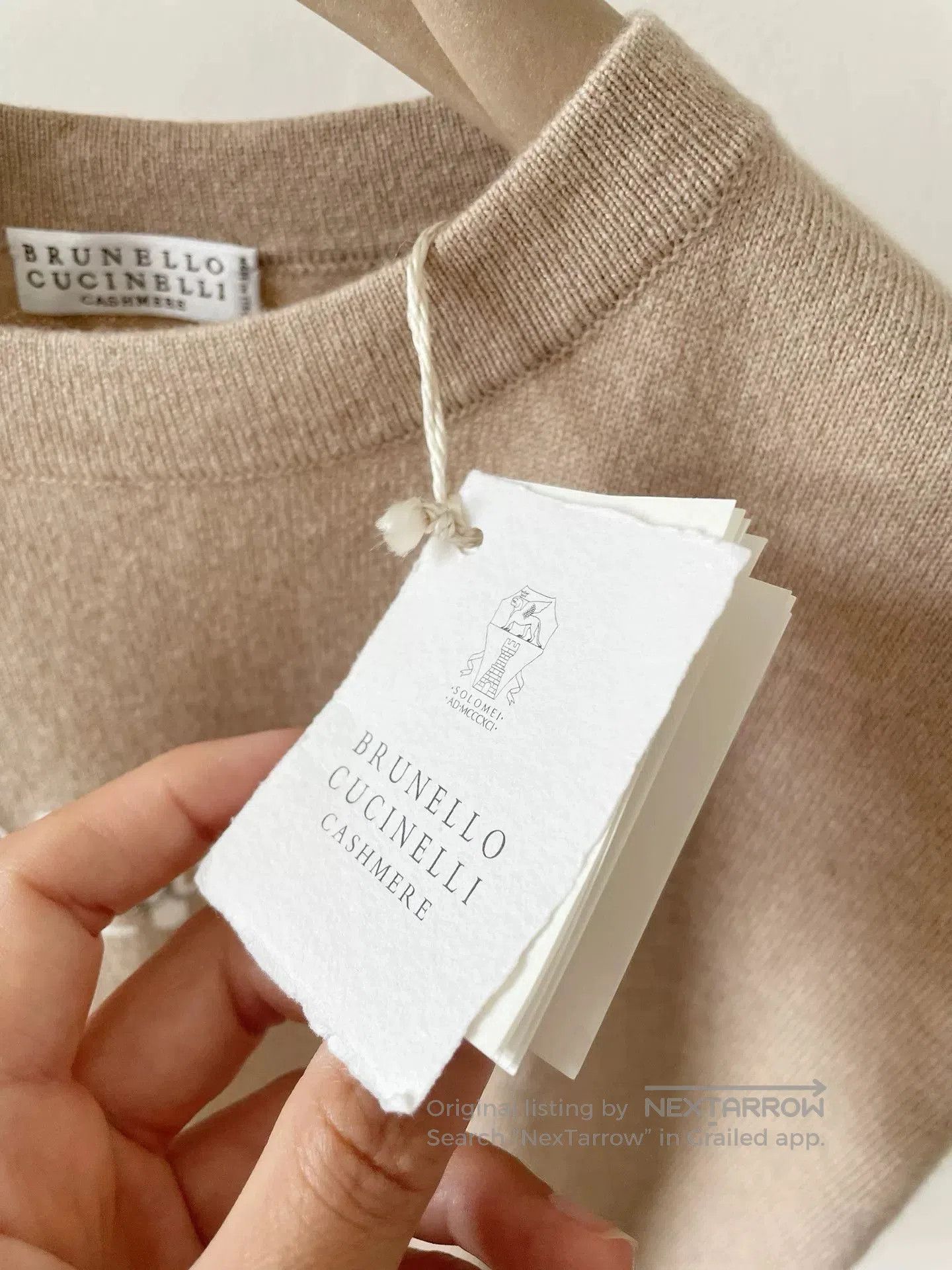 Brunello Cucinelli Brunello Cucinelli Beige Embellished Sweater. Size US XS / EU 42 / 0 - 7 Thumbnail