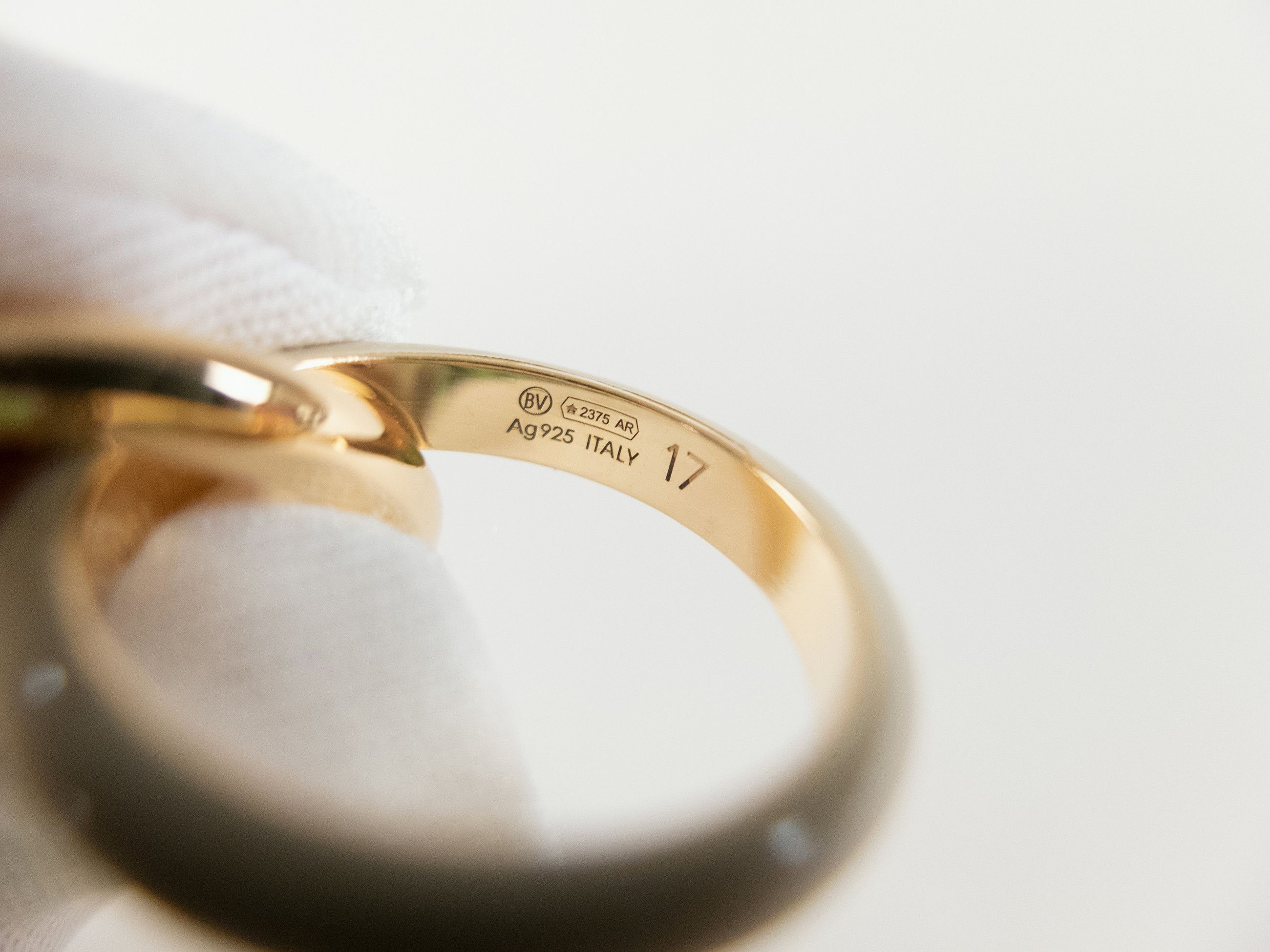 Bottega Veneta BOTTEGA VENETA gold & beige round silver double ring 8 17 q Size ONE SIZE - 6 Thumbnail