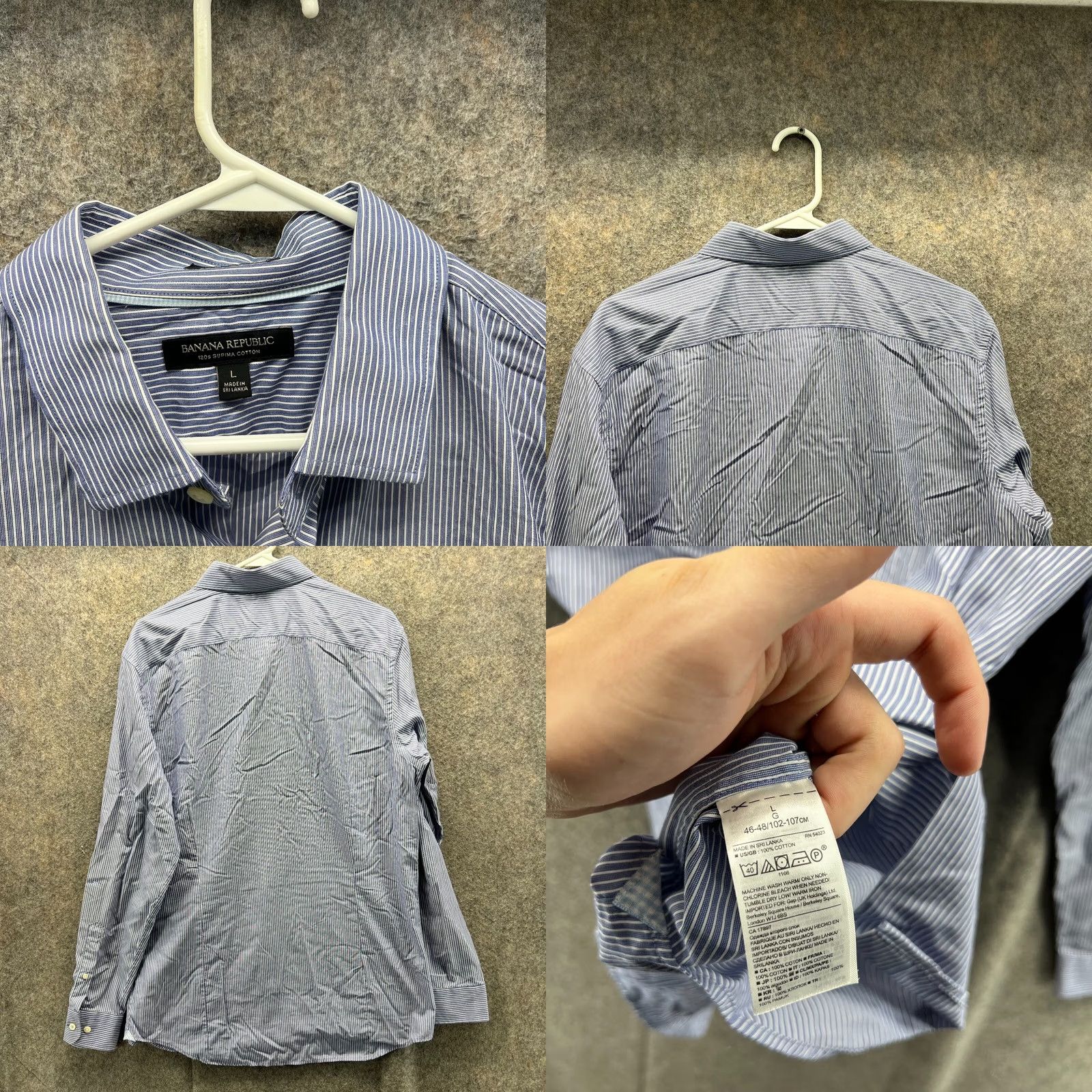 Banana Republic Banana Republic Shirt Men Large Blue Striped Casual Button Down Supima Cotton Size US L / EU 52-54 / 3 - 8 Thumbnail
