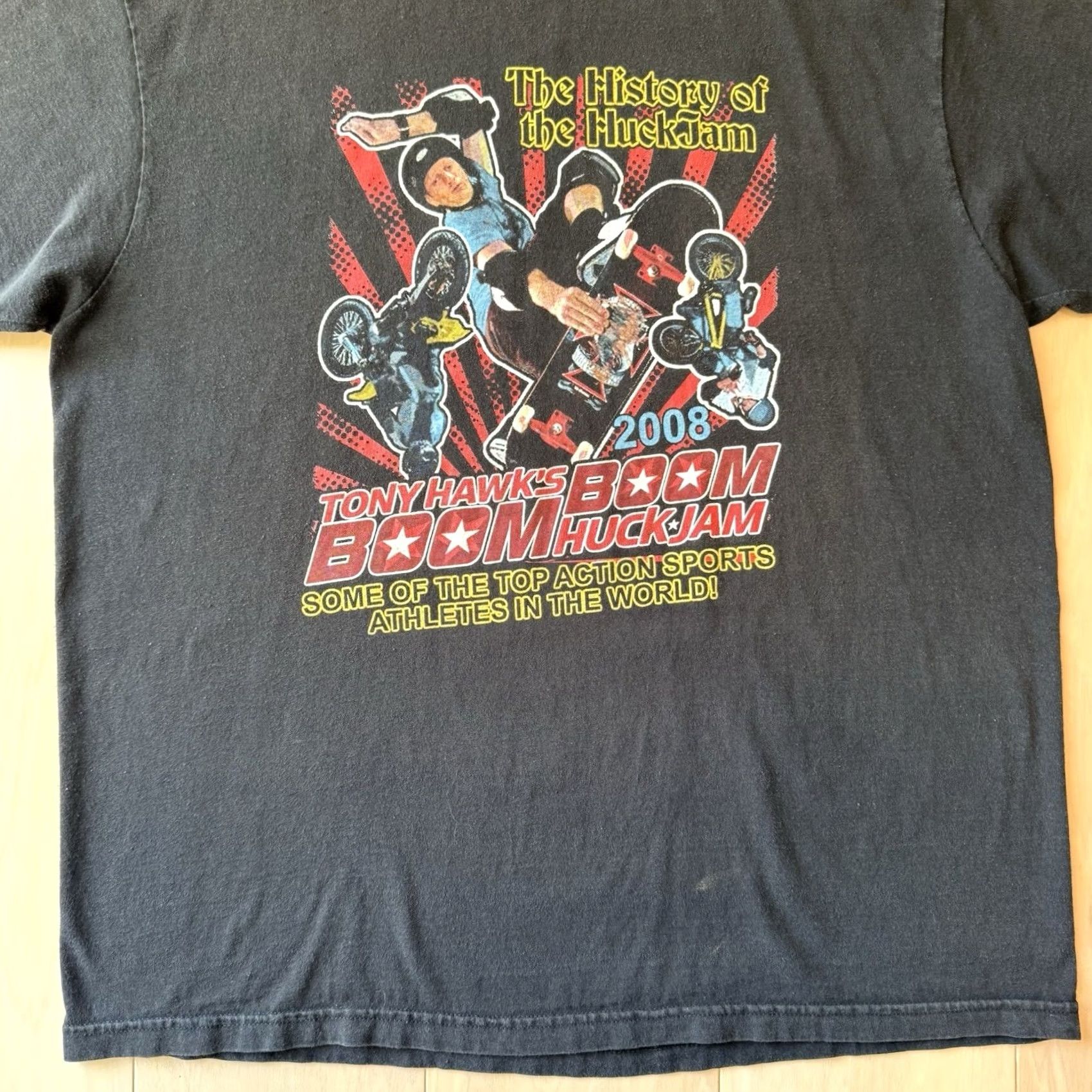 Vintage VINTAGE Tony Hawk Boom Bom Huckjam Shirt XL Black Y2K Skater Los Angeles Mens Short Sleeve Crew Neck Cotton Knit Graphic Logo 90s USA Limited Edition Size US XL / EU 56 / 4 - 4 Thumbnail