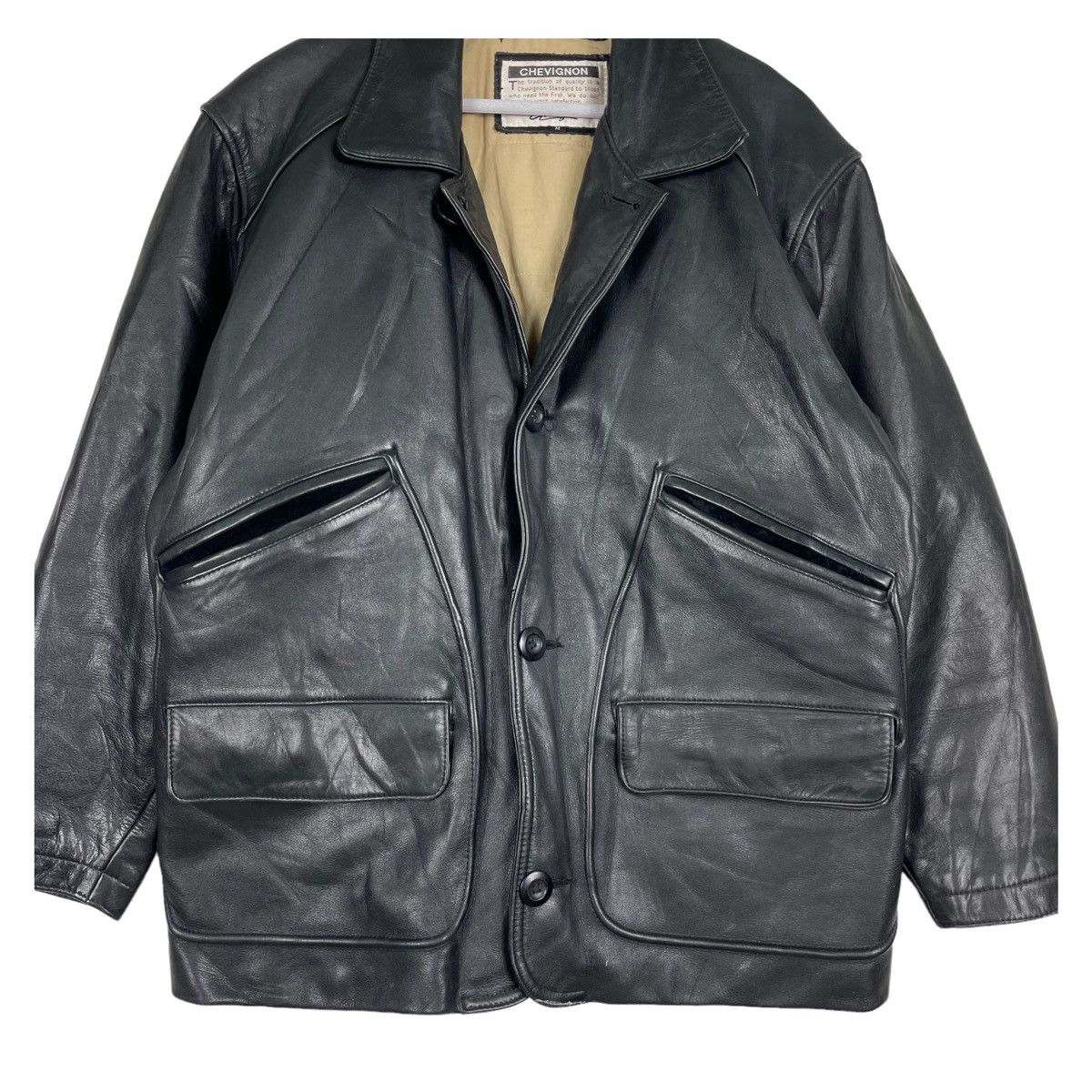 Chevignon × Vintage 💥90s CHEVIGNON COWHIDE LEATHER JACKET Size US L / EU 52-54 / 3 - 5 Thumbnail