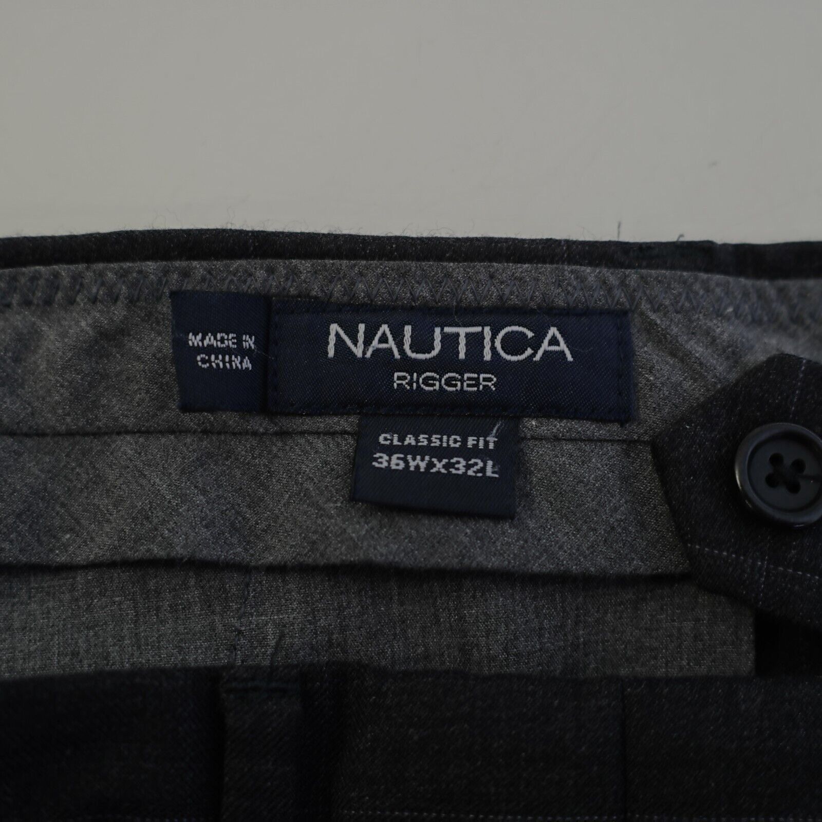 Nautica Nautica Rigger Classic Fit Wool Gray Windowpane Dress Pants Size 36R - 5 Thumbnail
