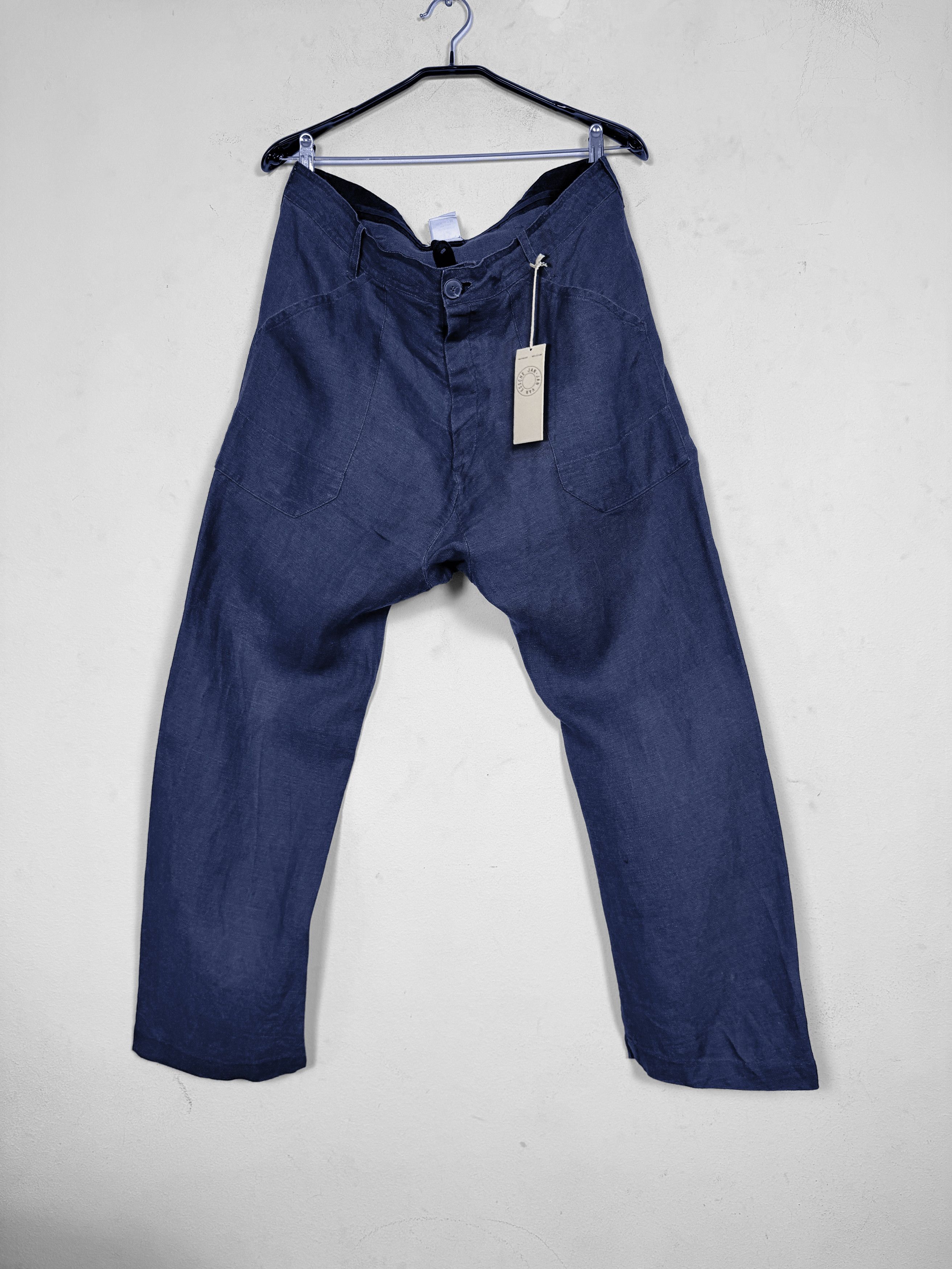 Jan Jan Van Essche Wide-Leg Indigo Linen Drop Crotch Trousers Size US 34 / EU 50 - 1 Thumbnail