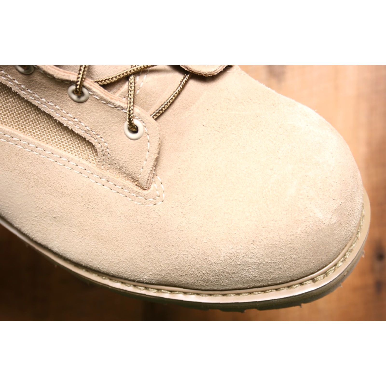 Vintage Bates Boots Mens Combat Boot Tan Suede Canvas Gore-Tex Waterproof 14 XW Vibram Sole 03-D-0321 Military Shoes Sz. 14 Leather Upper? Size US 14 / EU 47 - 5 Thumbnail